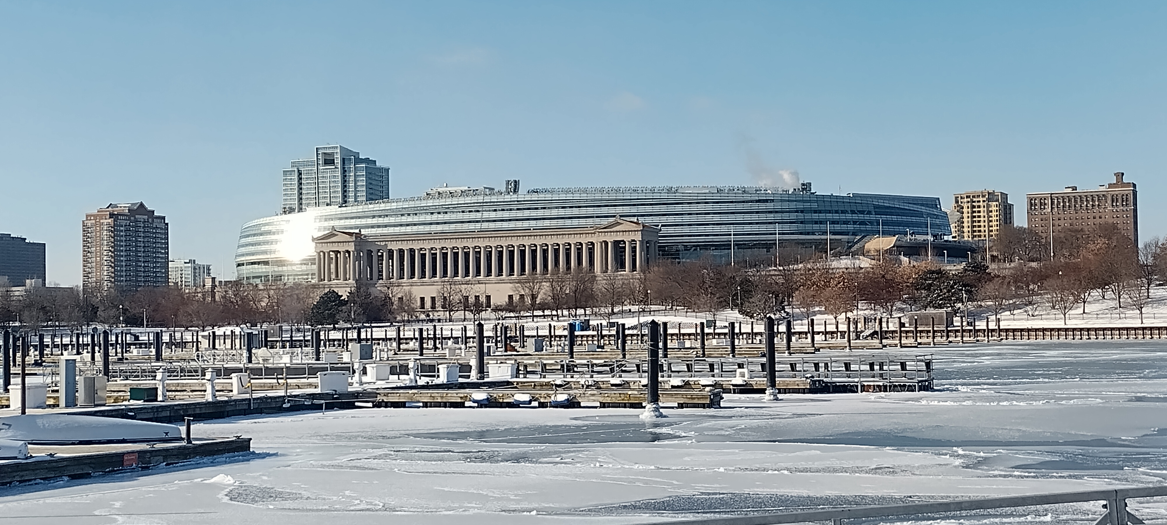 A view of Soldier Field from Northerly Island