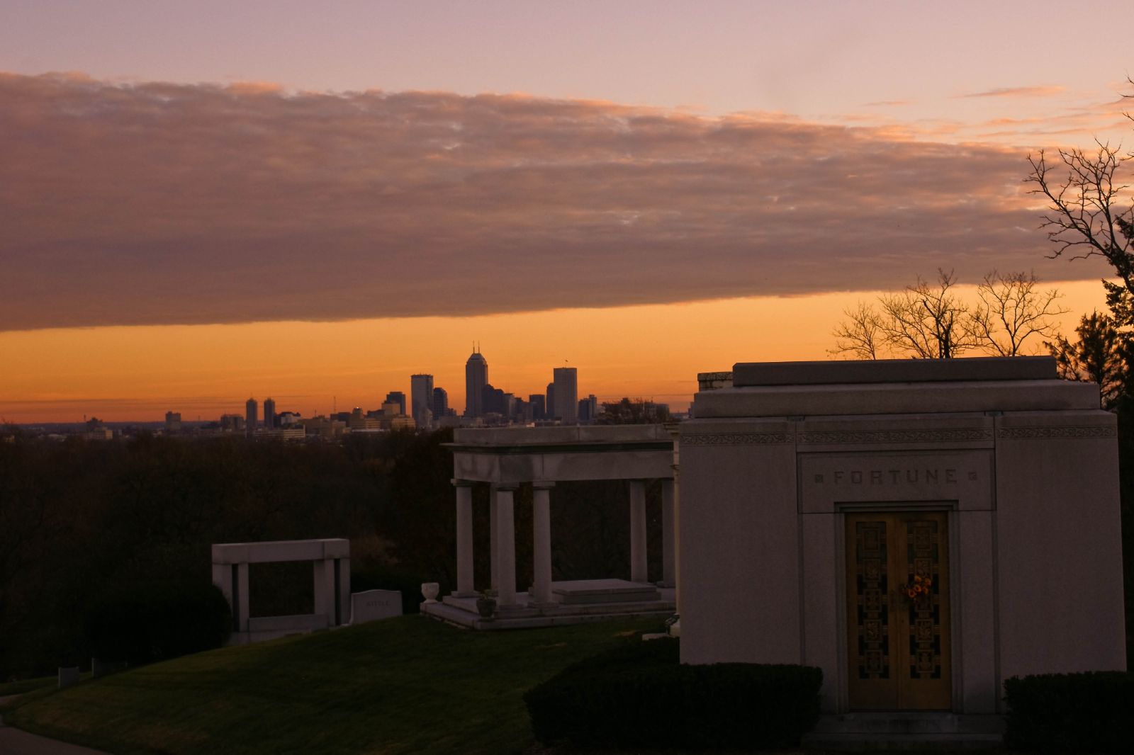 This image was captured at Crown Hill Cemetery, looking southeast toward downtown Indianapolis.