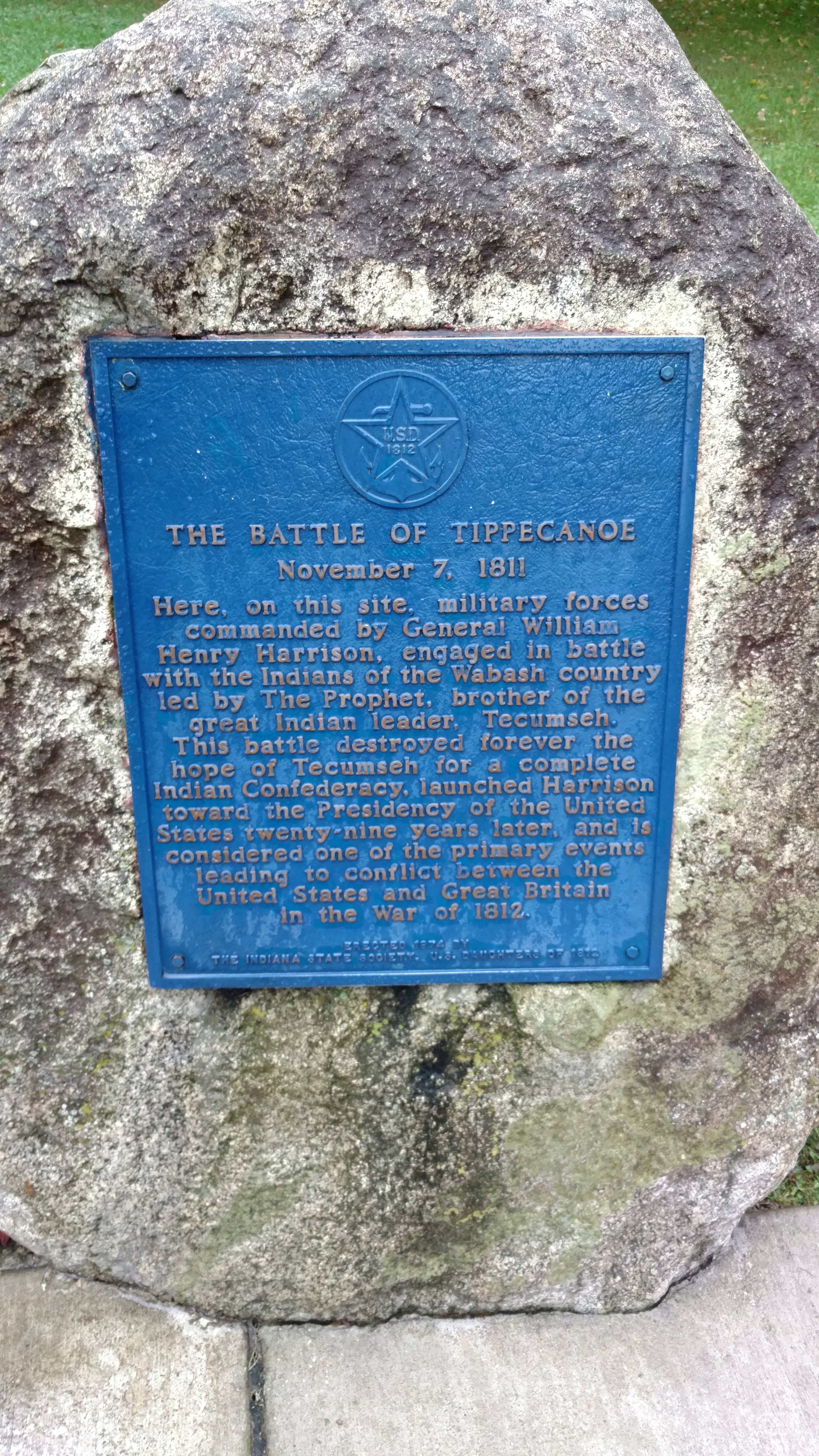 Historical marker at site of Battle of Tippecanoe