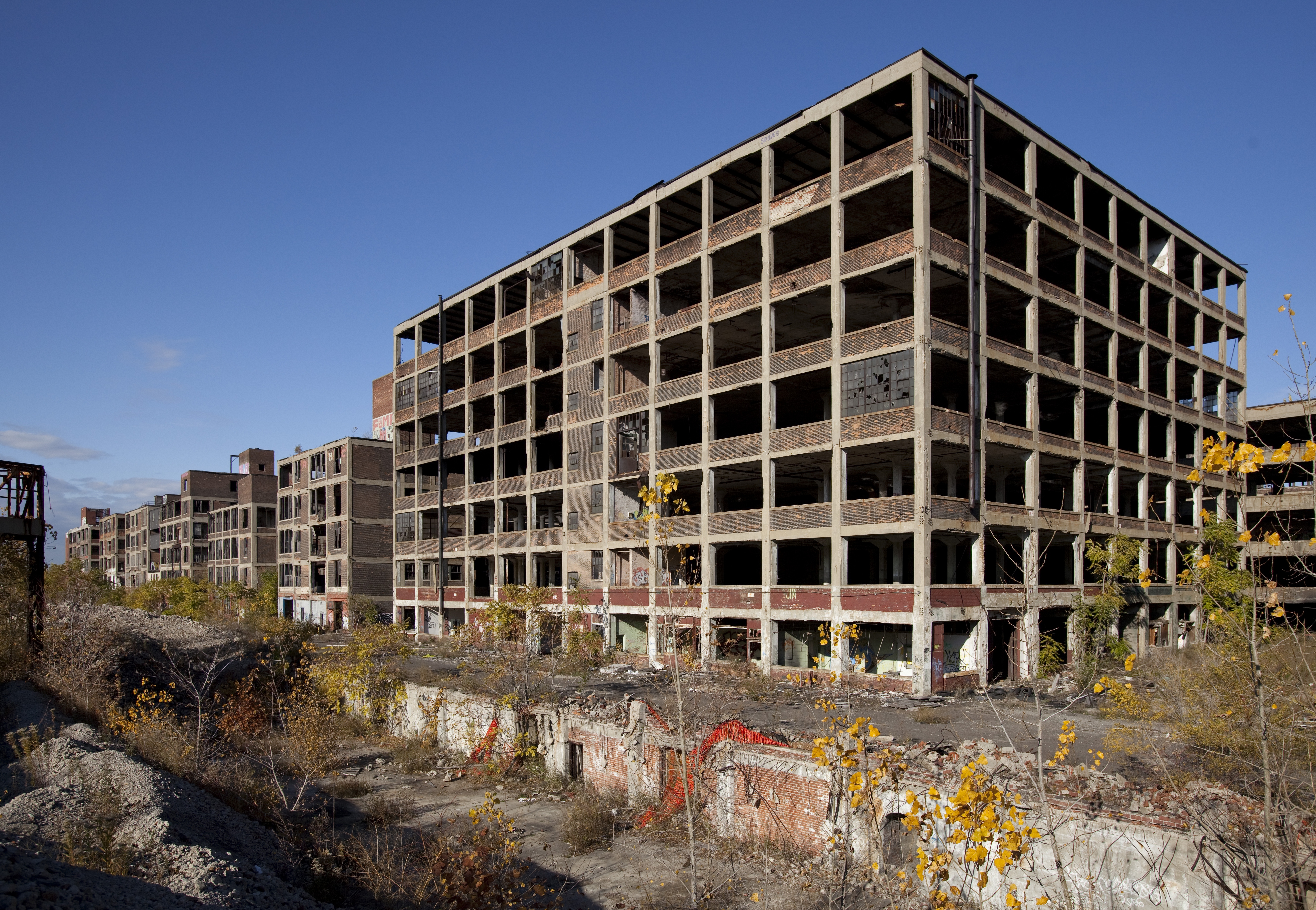 Western part of the abandoned Packard Automotive Plant in Detroit, Michigan.