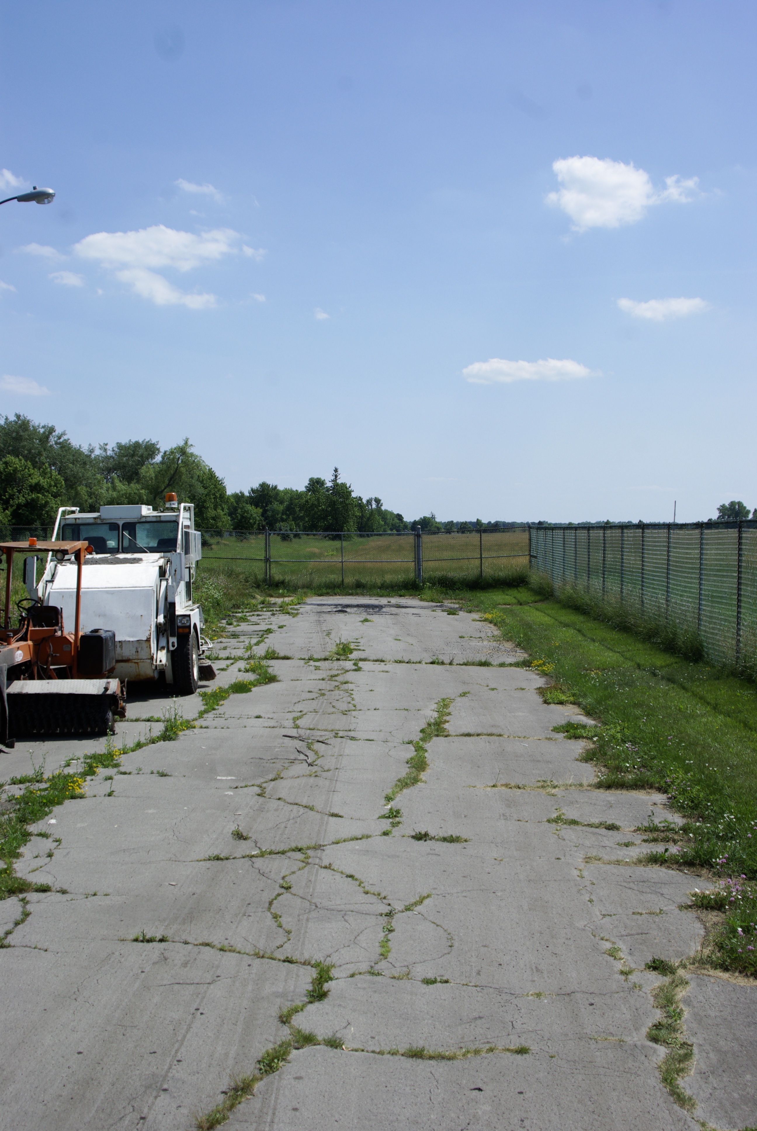 A view of 99th Street in Niagara Falls, New York, ending in the Love Canal site.