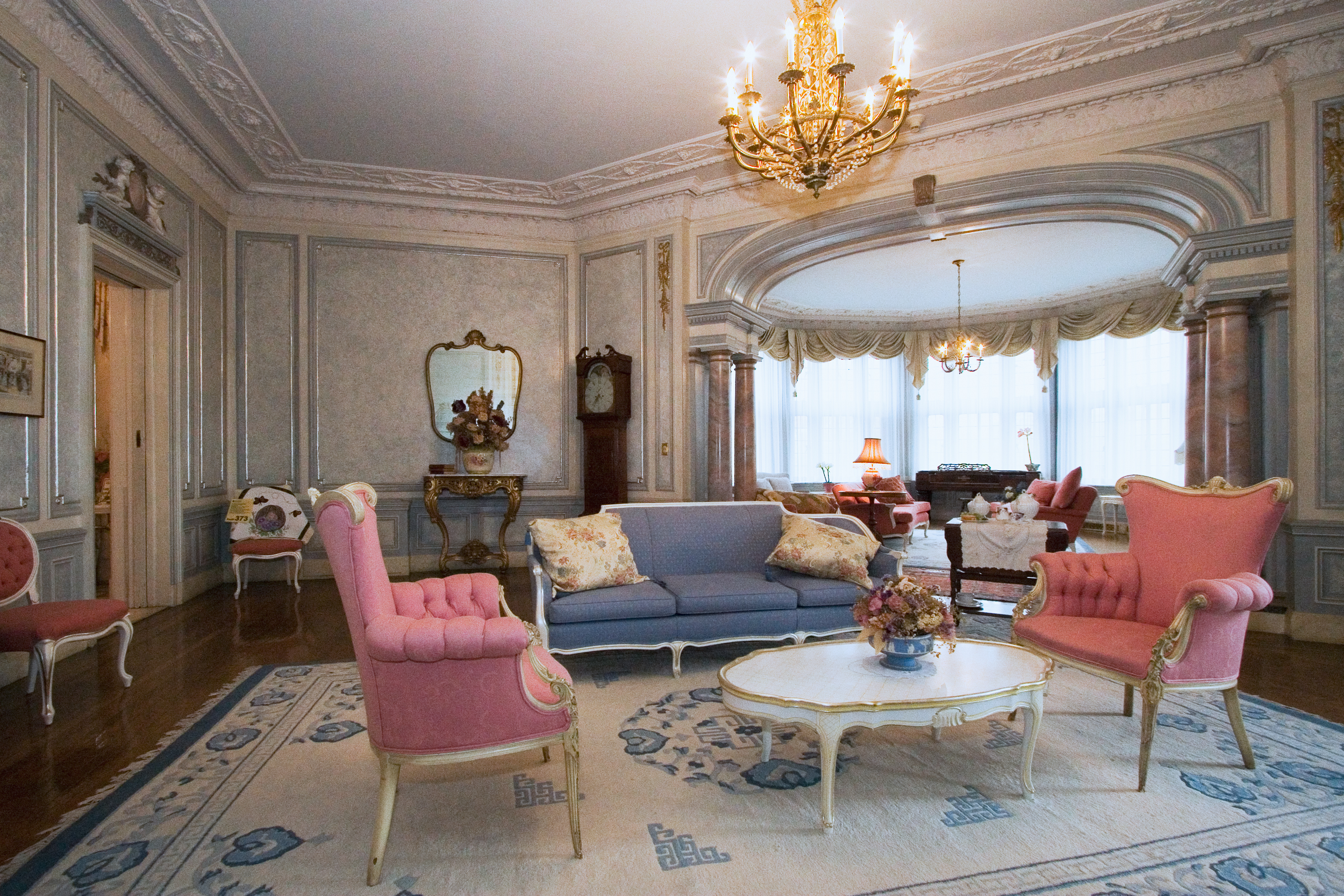 The sitting room in Lady Pellatt's Suite at Casa Loma, 1 Austin Terrace, Toronto, Ontario, Canada.