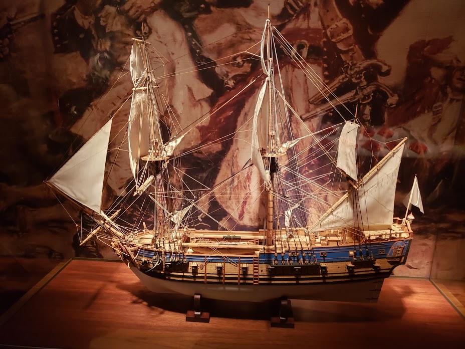 Model of the pirate ship Queen Anne's Revenge in the NC Museum of History.