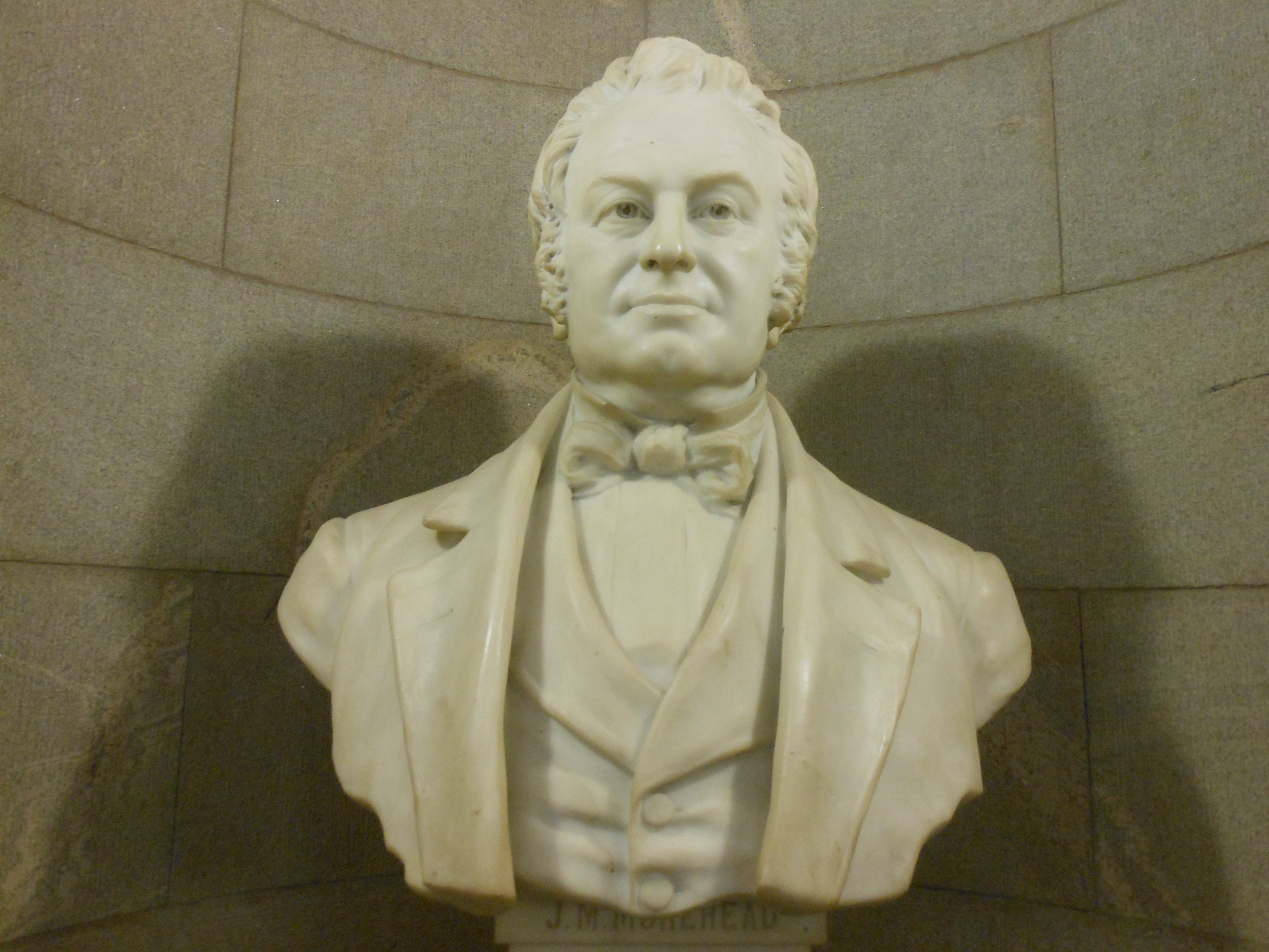 A bust statue of John Motley Morehead at the North Carolina State Capitol in Raleigh, NC.