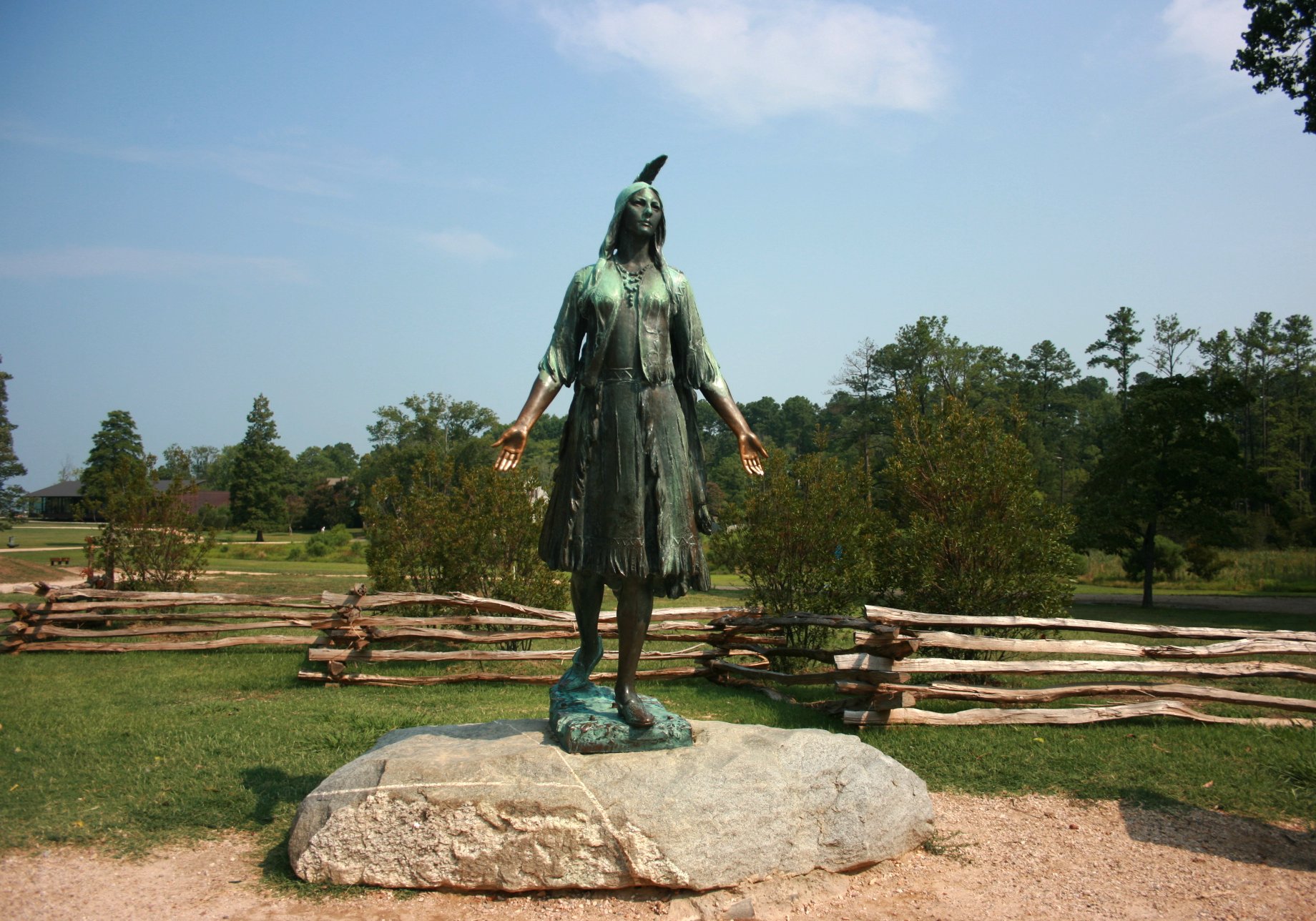 Photograph of the Pocahontas statue in Historic Jamestowne, Virginia, USA.