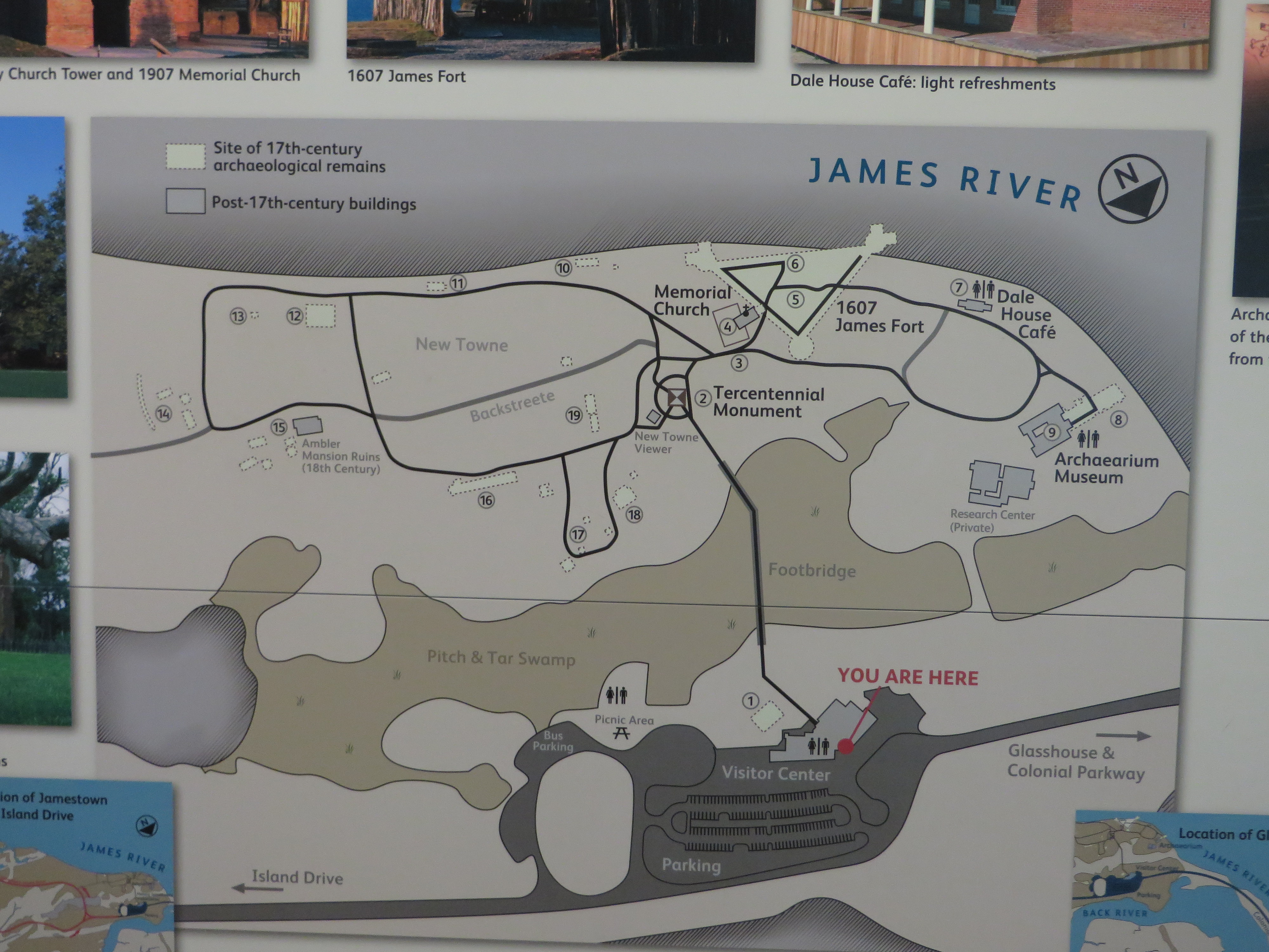 Historic Jamestowne is the cultural heritage site that was the location of the 1607 James Fort and the later 17th century city of Jamestown. It is located on the James River at Jamestown, Virginia and operated as a partnership between Preservation Virginia (formerly known as the Association for the Preservation of Virginia Antiquities) and the U.S. National Park Service.
It is adjacent and complementary with Jamestown Settlement, a living history museum built run by the Commonwealth of Virginia to interpret the early colony.
Jamestown, first established in May 1607, was the site of the first permanent English settlement in North America. Jamestown was the capital of the Virginia Colony, and saw Bacon's Rebellion in 1676, when the statehouse was burned. After a second burning in 1698, the capital was relocated to higher ground at Middle Plantation in 1699, which was then renamed Williamsburg.
By the middle of the 18th century, the land was cultivated mainly by the Travis and Ambler families. During the American Revolutionary War the area was used as a military post where American and British prisoners of war were exchanged.
In the 19th century, Jamestown Island reverted to little-used farmland, and in 1862 became the site of Doller's Point Battery, a Confederate earthworks during the American Civil War intended to protect Richmond against Union gunboats. Swann's Point Battery was a Union Army battery located Swann's Point above the mouth of Gray's Creek on the James River, opposite Jamestown Island from 1862-1865. The Ambler Farm was burned by escaped slaves, who found the desolate island to be a haven. The area then reverted to farmland until preservation efforts began at the end of the 19th century.
en.wikipedia.org/wiki/Historic_Jamestowne

en.wikipedia.org/wiki/Wikipedia:Text_of_Creative_Commons_...