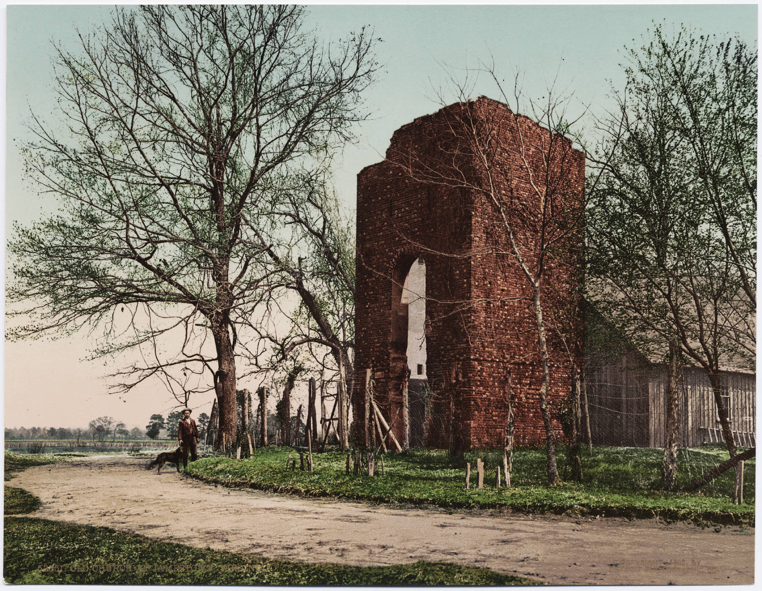 A photochrom postcard published by the Detroit Photographic Company Photograph of ruins of the Old Church at Jamestown, Virginia, circa 1902.
This is an image of a place or building that is listed on the National Register of Historic Places in the United States of America. Its reference number is 66000840 (Wikidata).