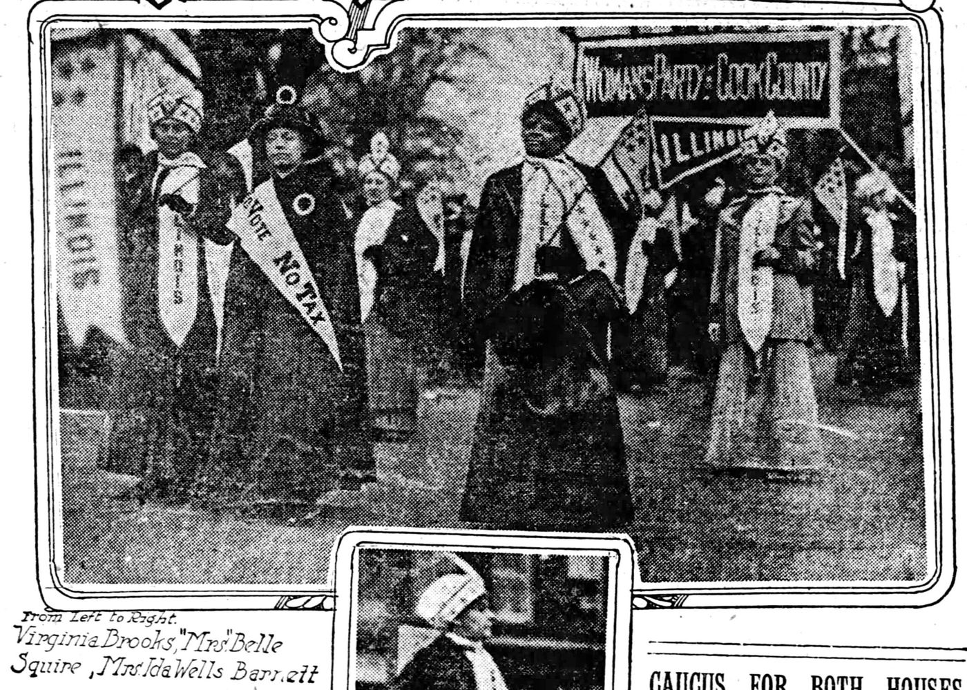 Ida B. Wells at 1913 suffrage parade, in Chicago Daily Tribune May 1913