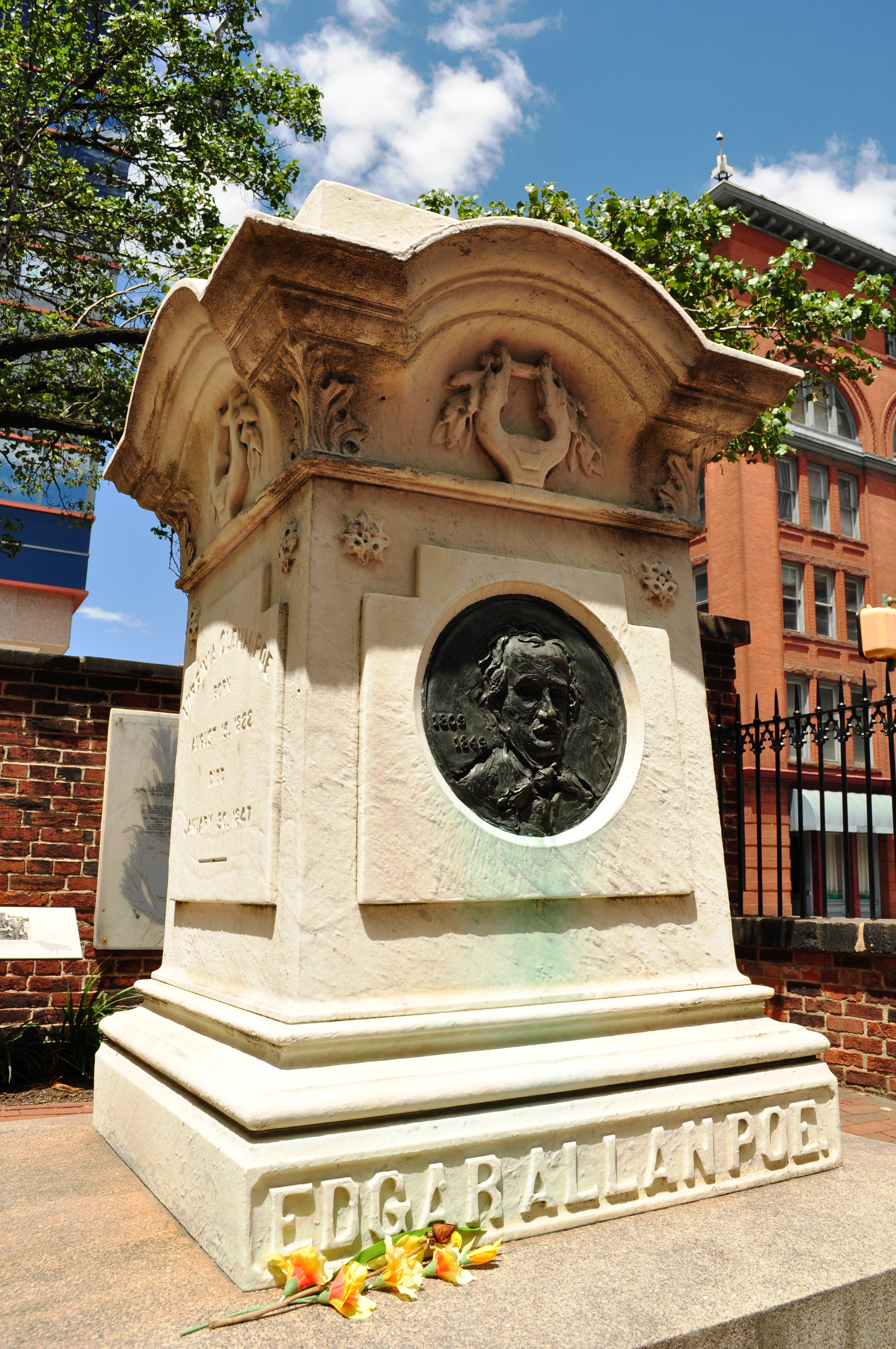 Photo of Edgar Allan Poe's Monument/Gravestone in Westminster Hall and Burying Ground, photo taken July 2, 2010