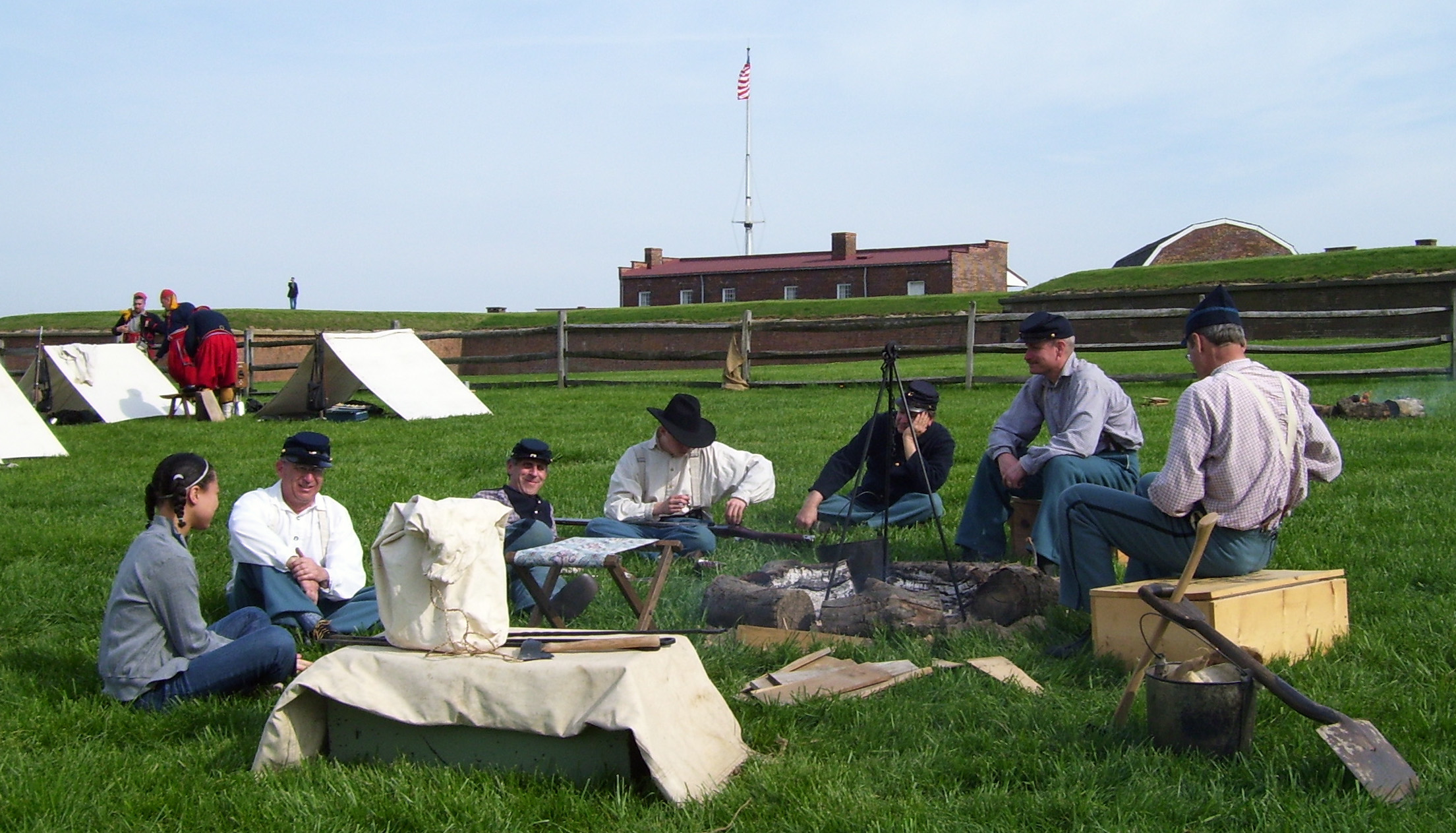 Historical reenactment of the American Civil War at Fort McHenry.