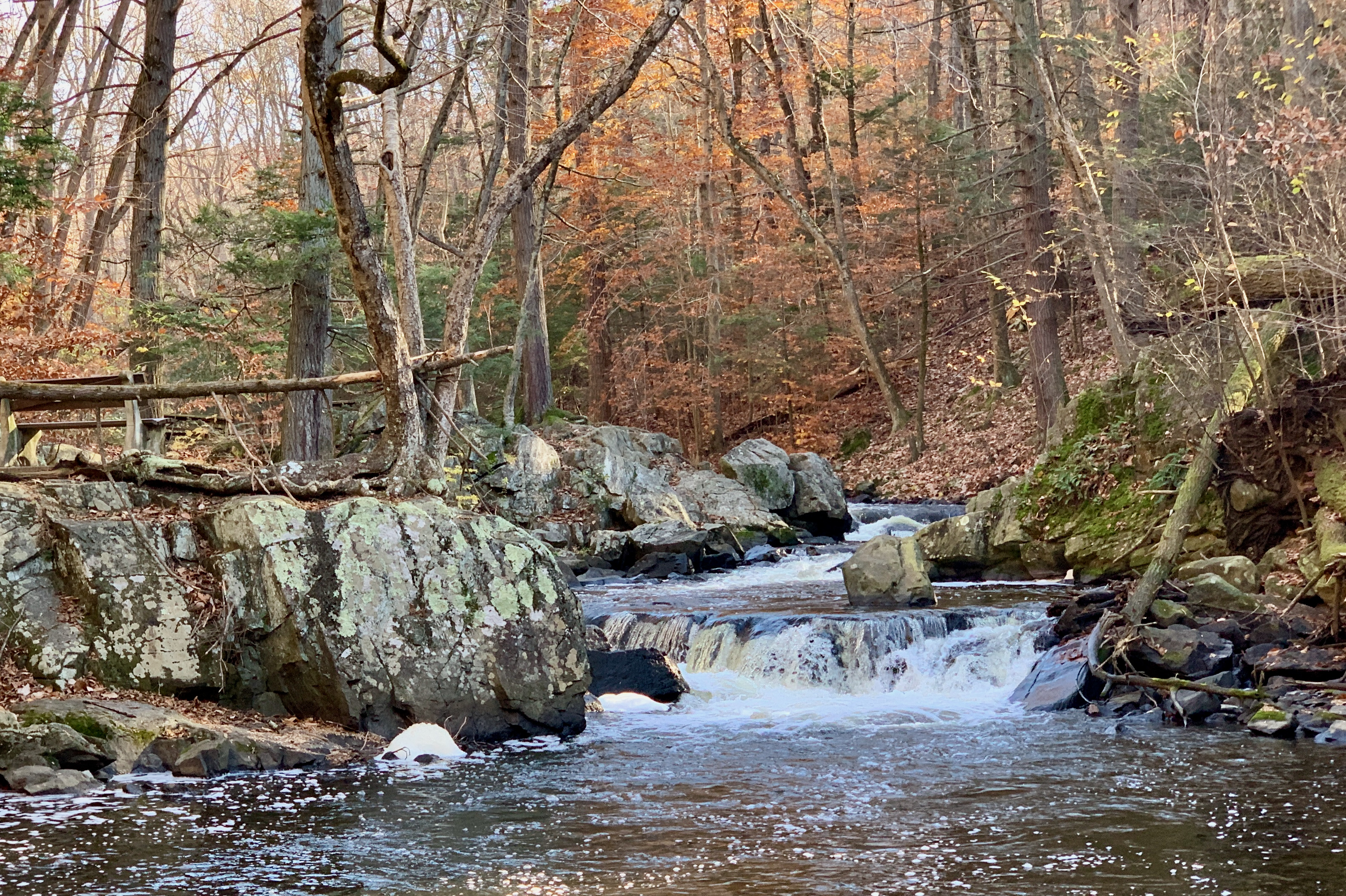 Waterfalls on the Black River (Lamington River) in Hacklebarney State Park, New Jersey.