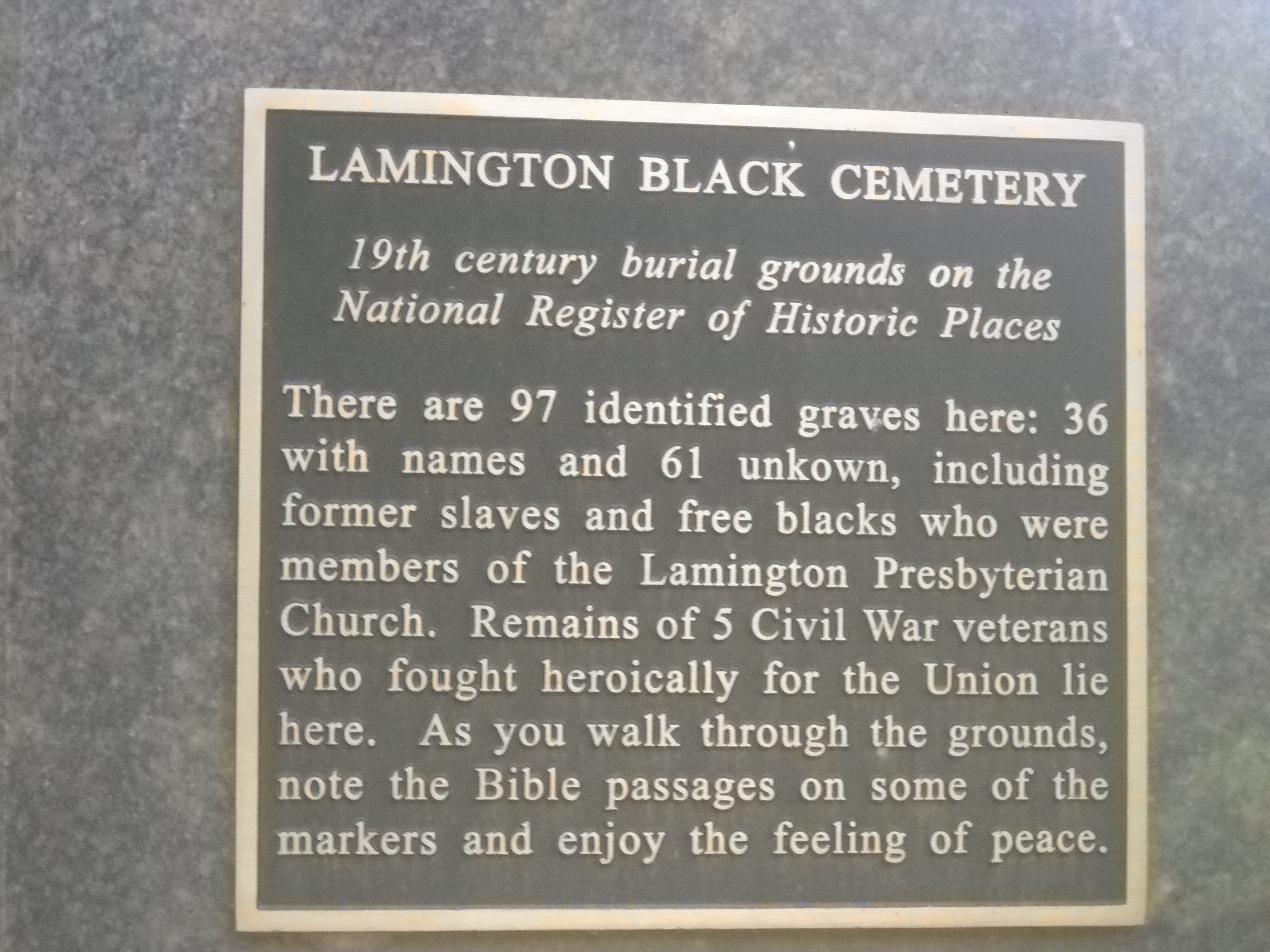 Plaque at the entrance to the Lamington Black Cemetery