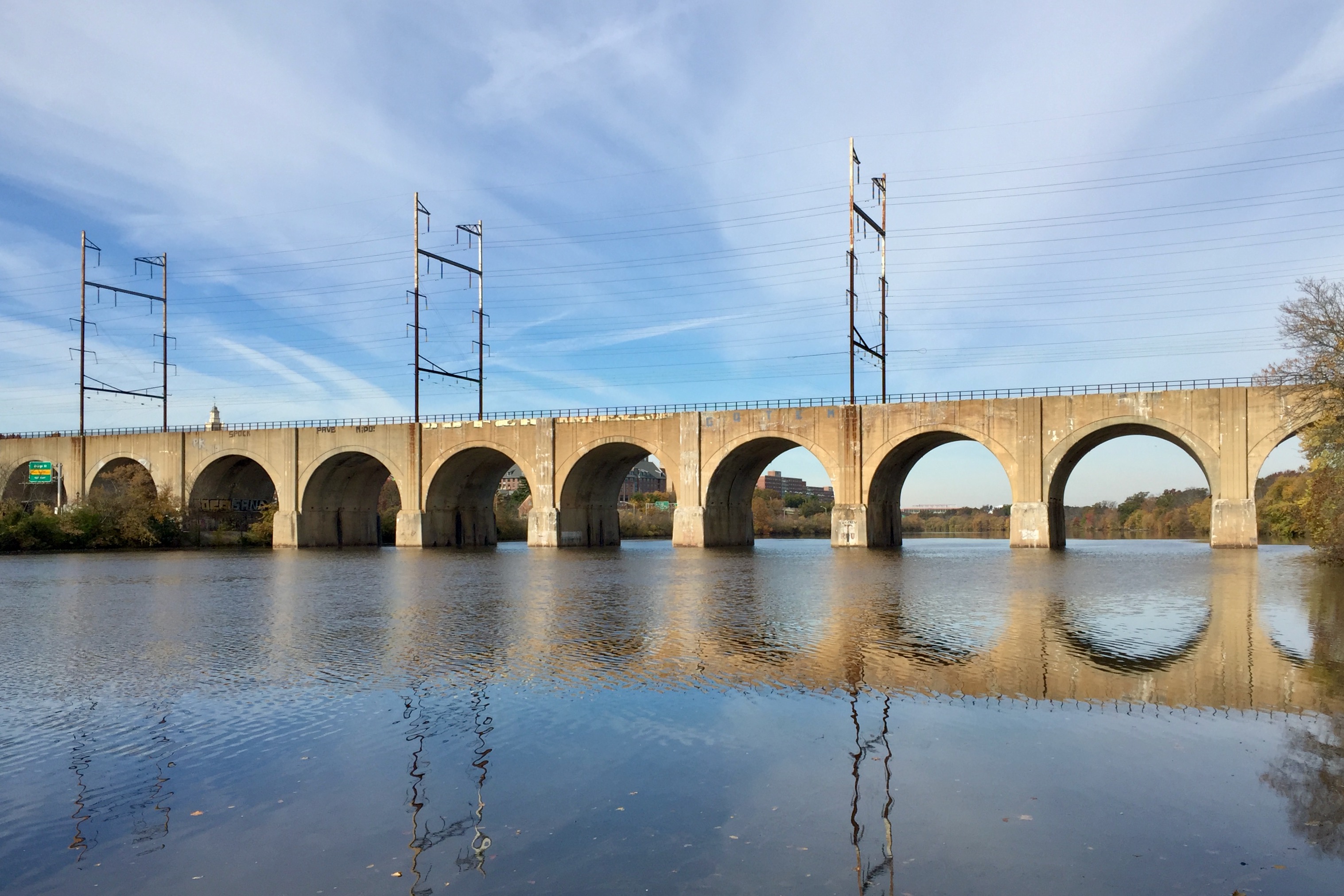 View of the Raritan River Bridge from Highland Park, New Jersey.