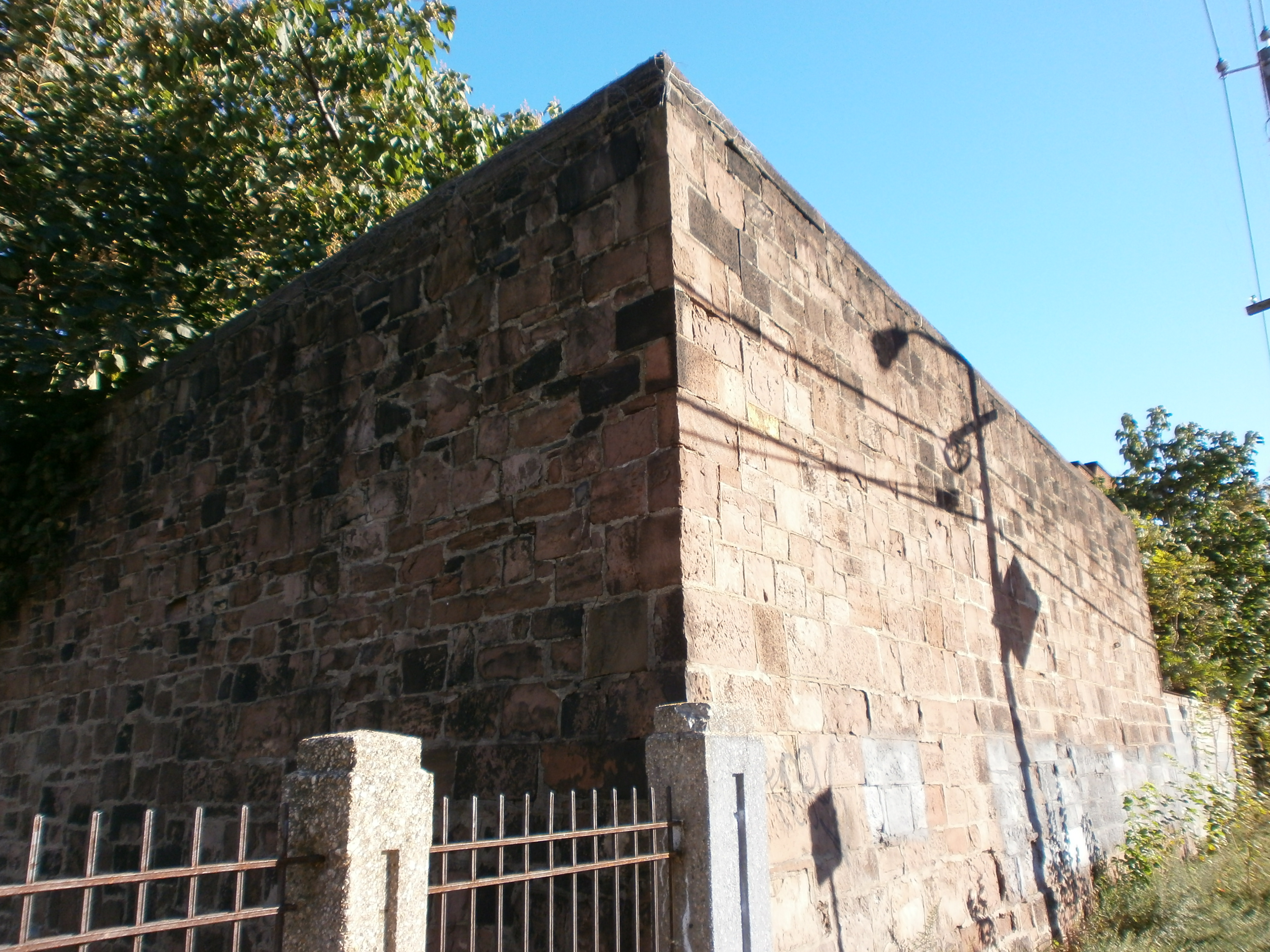 Essex County Jail perimeter wall at Lock Street subway station Newark