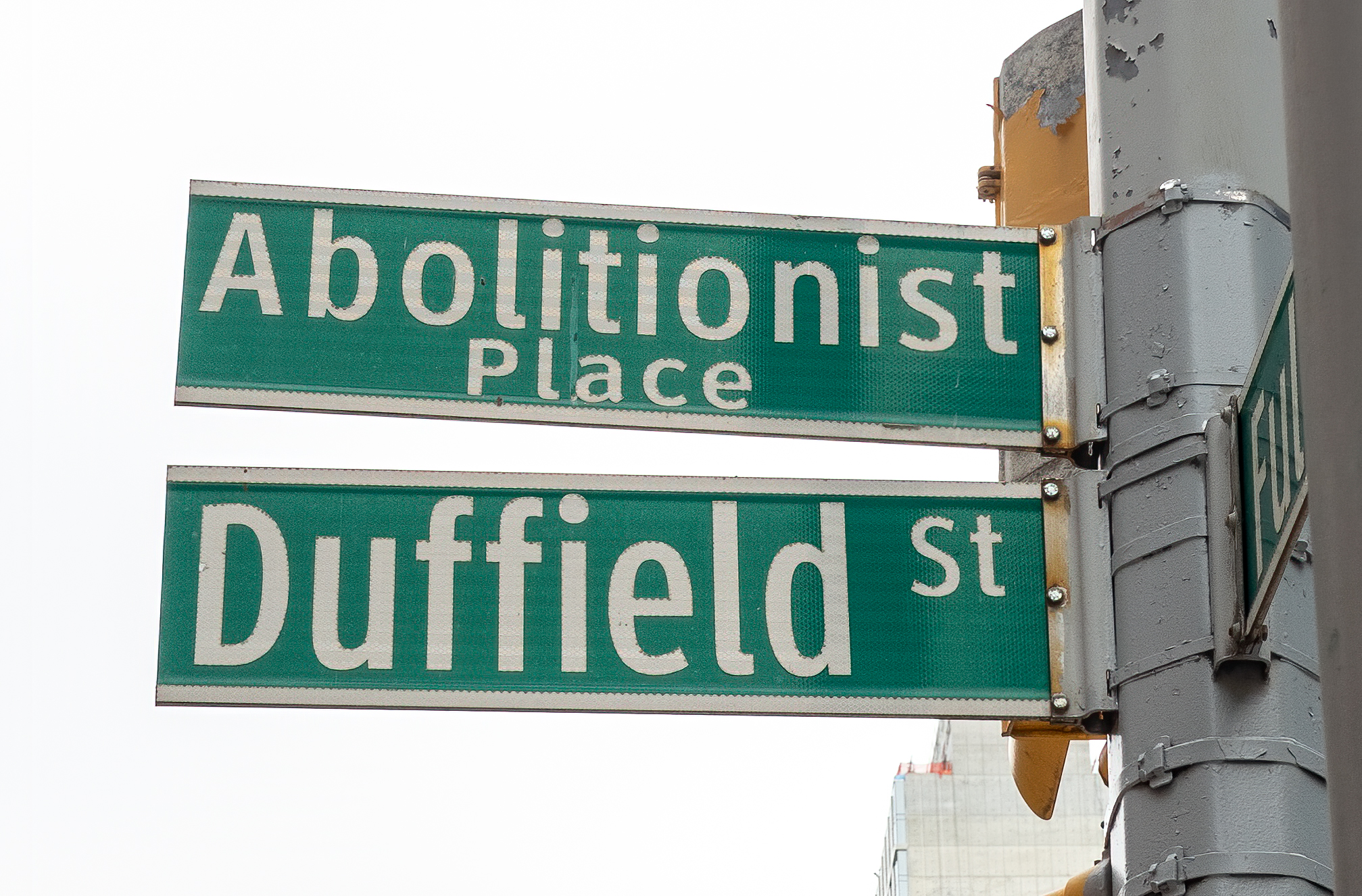 Abolitionist Place and Duffield Street signs in Brooklyn