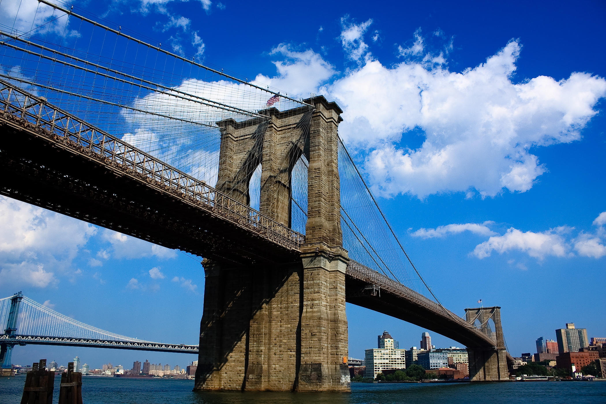 The view of Brooklyn Bridge from Manhattan