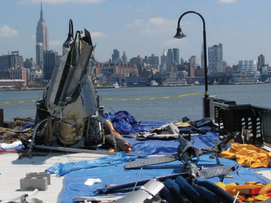 On August 8, 2009, a Piper PA-32 operated by a private pilot, and a Eurocopter AS350 helicopter, operated by Liberty Helicopters, collided in midair over the Hudson River near Hoboken, New Jersey. All three people aboard the airplane and all six people aboard the helicopter were fatally injured.