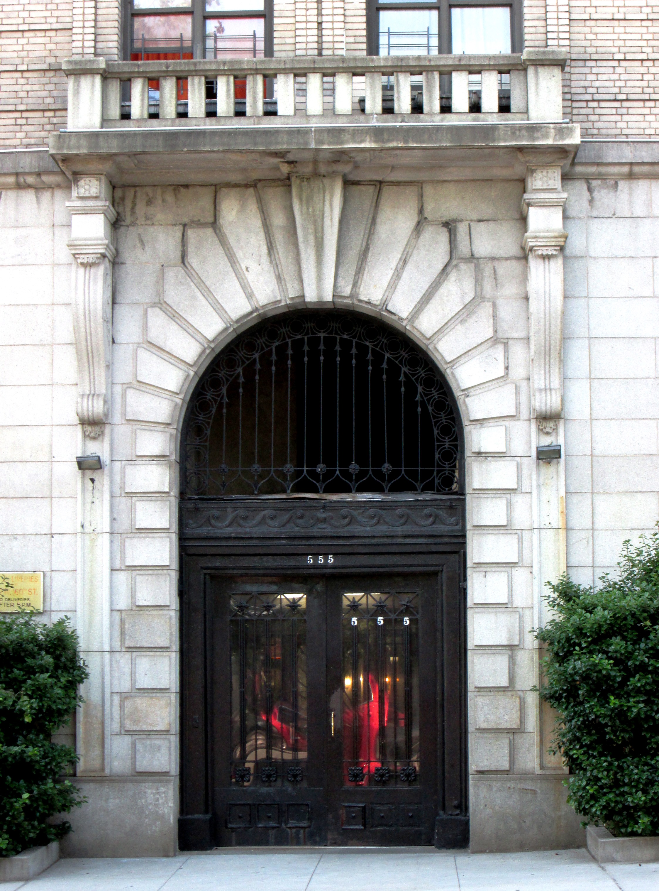 555 Edgecombe Avenue, located at the corner of West 160th Street in the Washington Heights neighborhood of Manhattan,new York City, was originally knoen as the "Roger Morris" when it was built in 1914-16 to designs by Schwartz &amp; Gross.  At the time, apartments were only rented to whites, but as the neighborhood changed, it became almost exclusively African-Americans.  A number of notable people lived in the building, including Count Basie, Canada Lee, Joe Louis Kenneth Clark and Paul Robeson (Edgecombe Avenue is co-named "Paul Robeson Boulevard"} (Sources: Guide to NYC Landmarks (4th ed.) and AIA Guide to NYC (5th ed.))