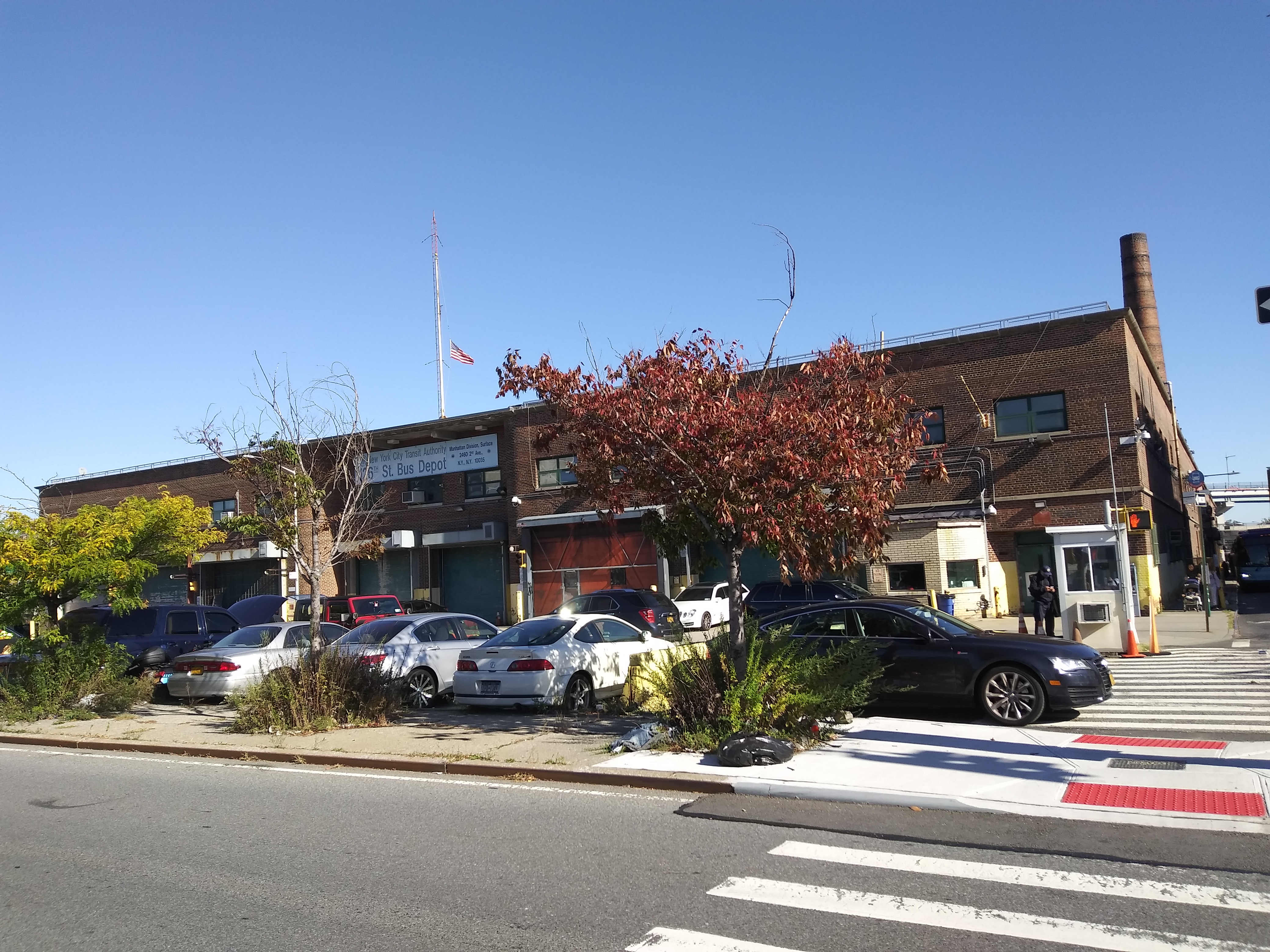 126th St bus depot (at 2460 Second Ave, between 126th &amp; 127th Streets) of the New York City Transit Authority; the depot was built on top of the Harlem African Burial Ground in Manhattan