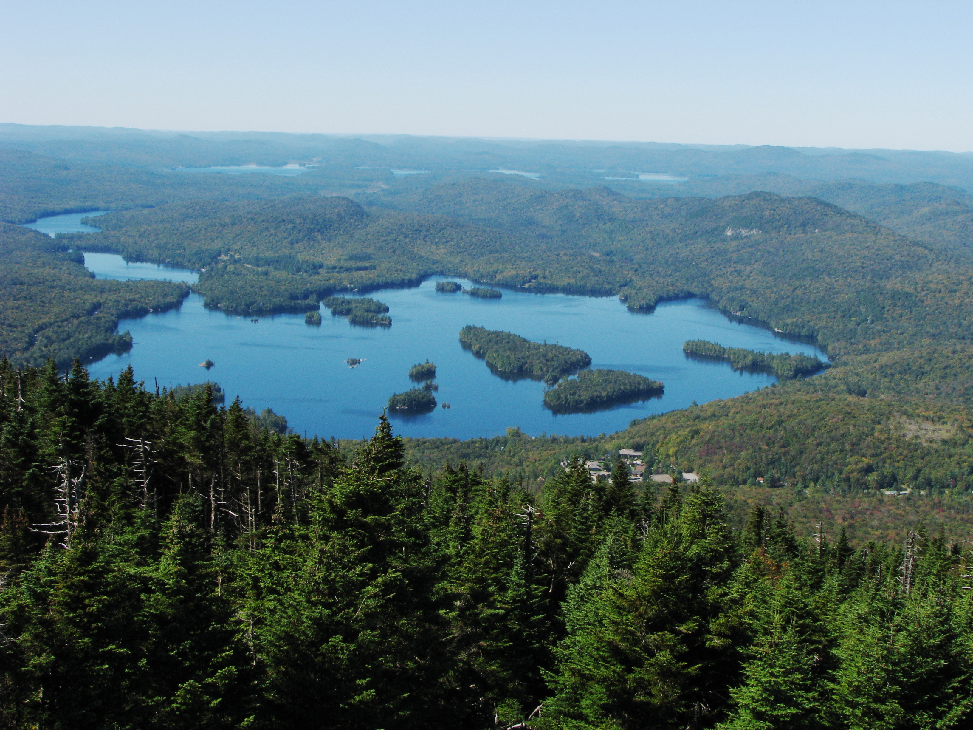 Taken by Marc Wanner. Blue Mountain Lake from Blue Mountain in the Adirondacks of New York, 9/17/2013.  The Eckford Chain of Lakes is at upper left.