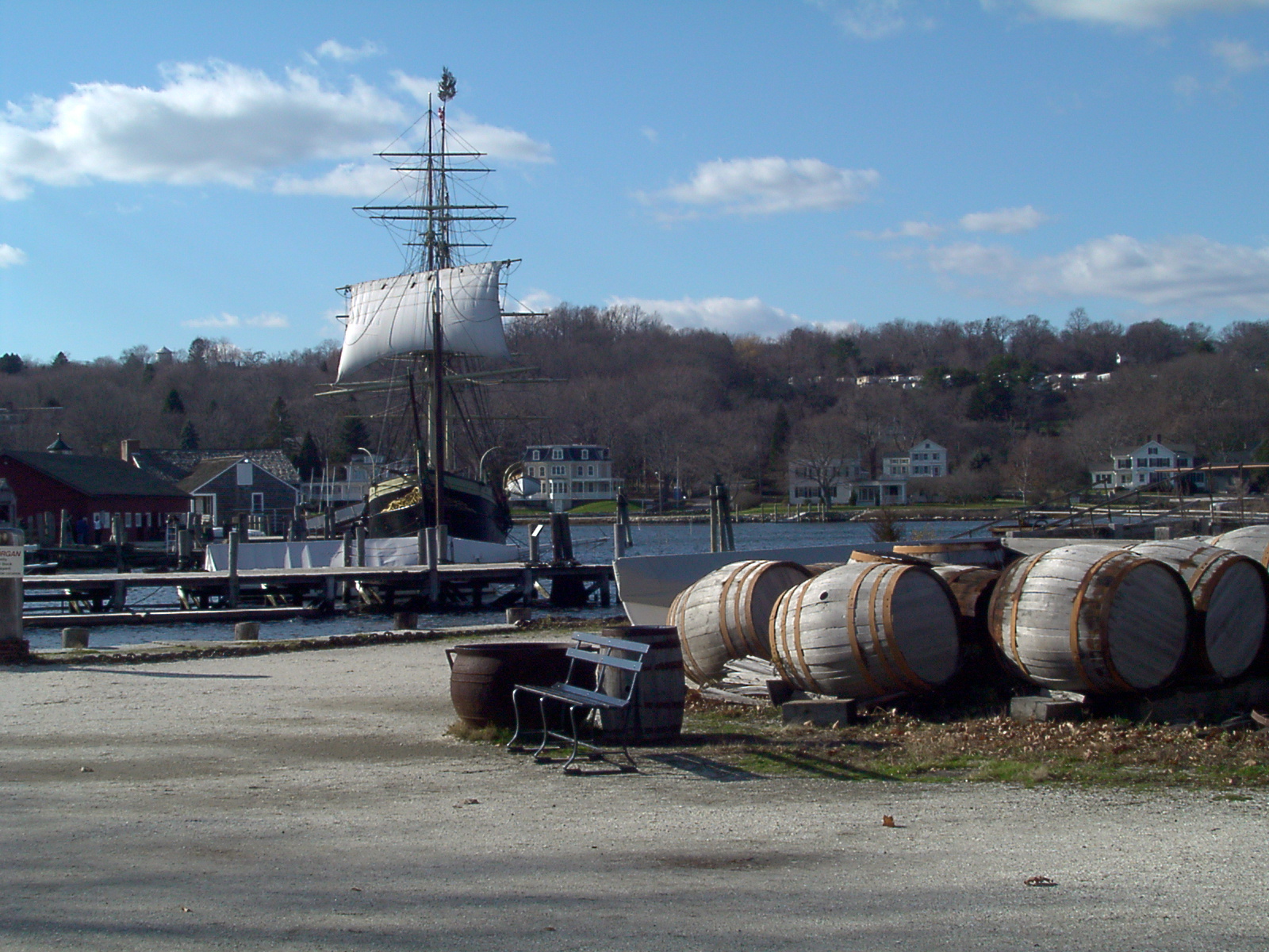 Tall ship Joseph Conrad built in 1882 at Mystic Seaport,  Mystic, CT
