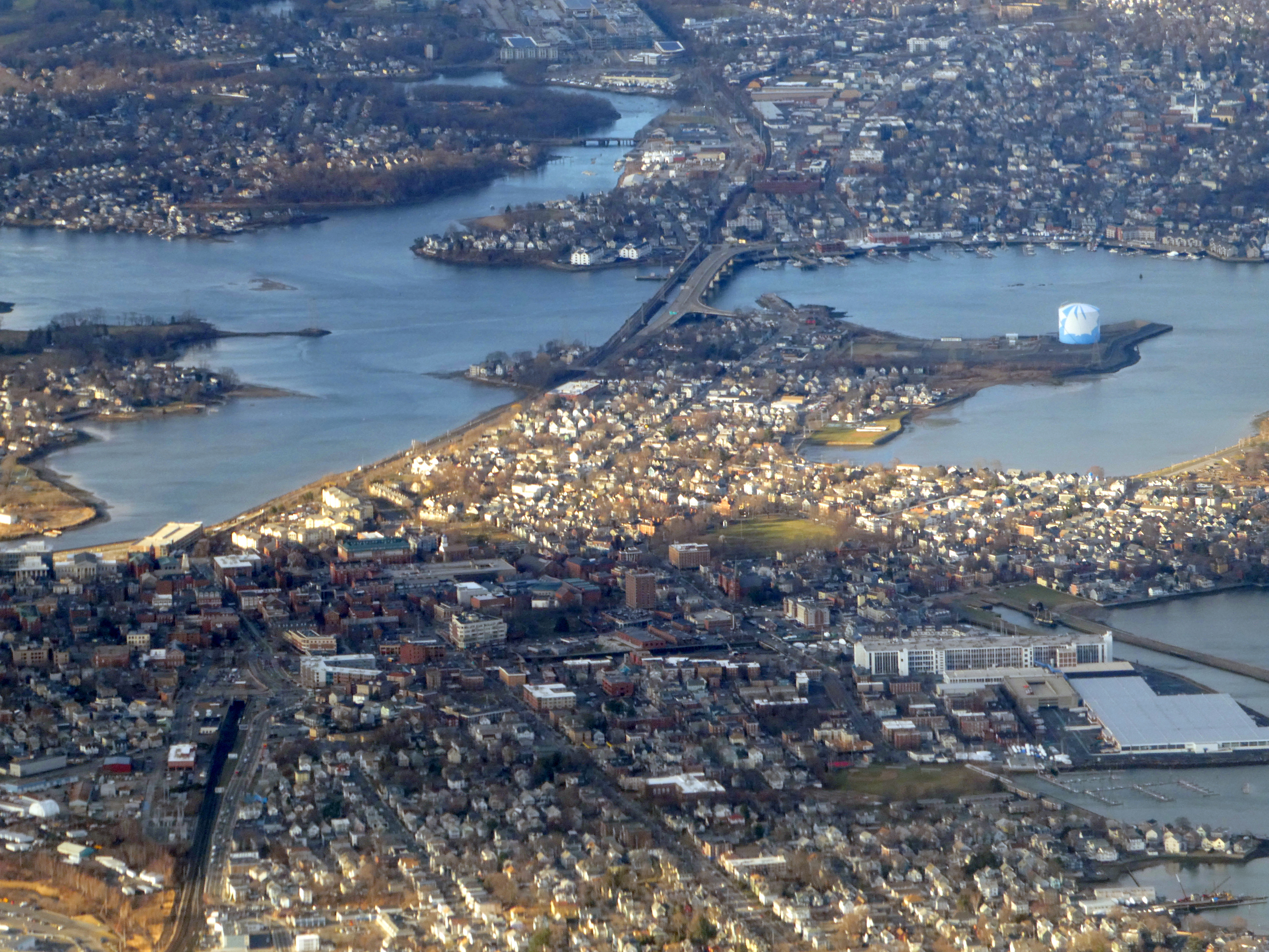 Aerial view of Salem, Massachusetts in March 2022