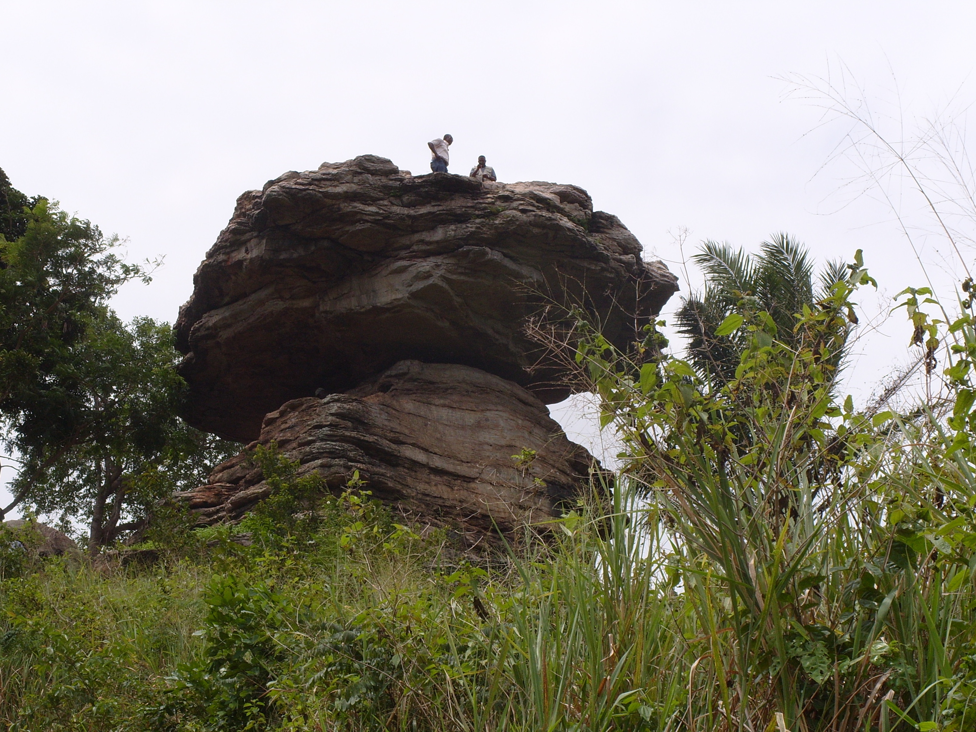 The umbrella rock near the Boti falls close to Koforidua, Ghana.