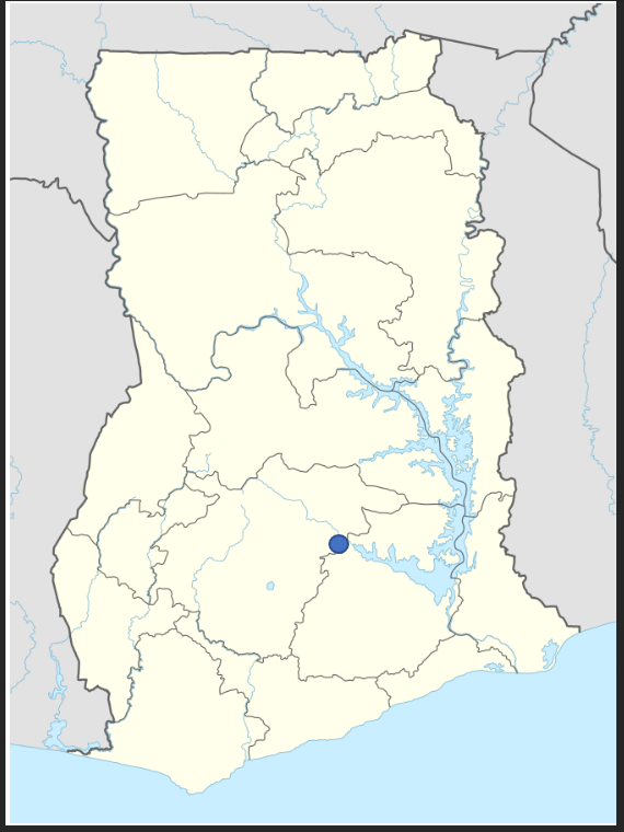 Bosumpra Cave situated on the map of Ghana