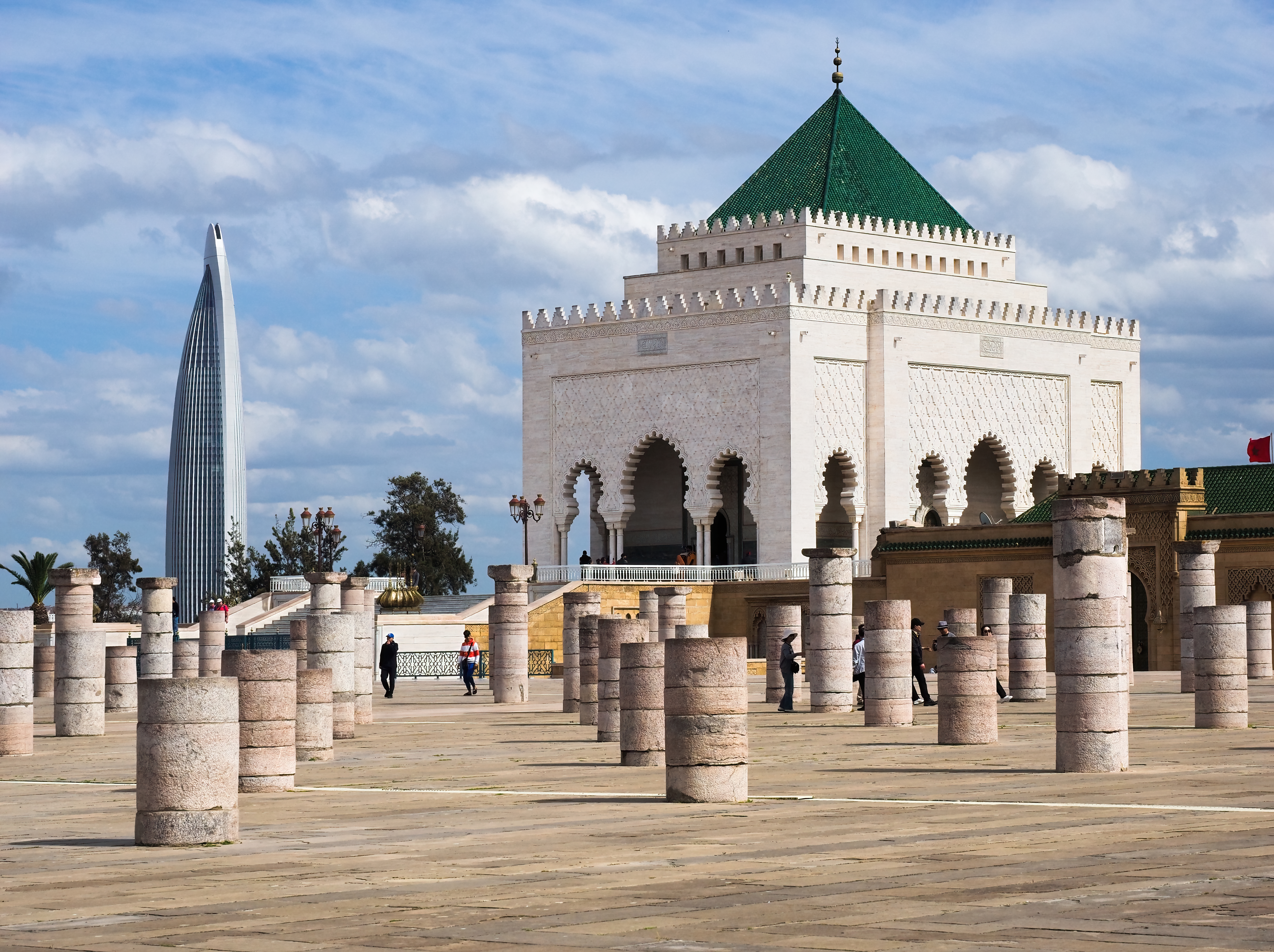 Rabat, old and new - Mausoleum of Mohammed V and new Mohammed VI Tower in the background