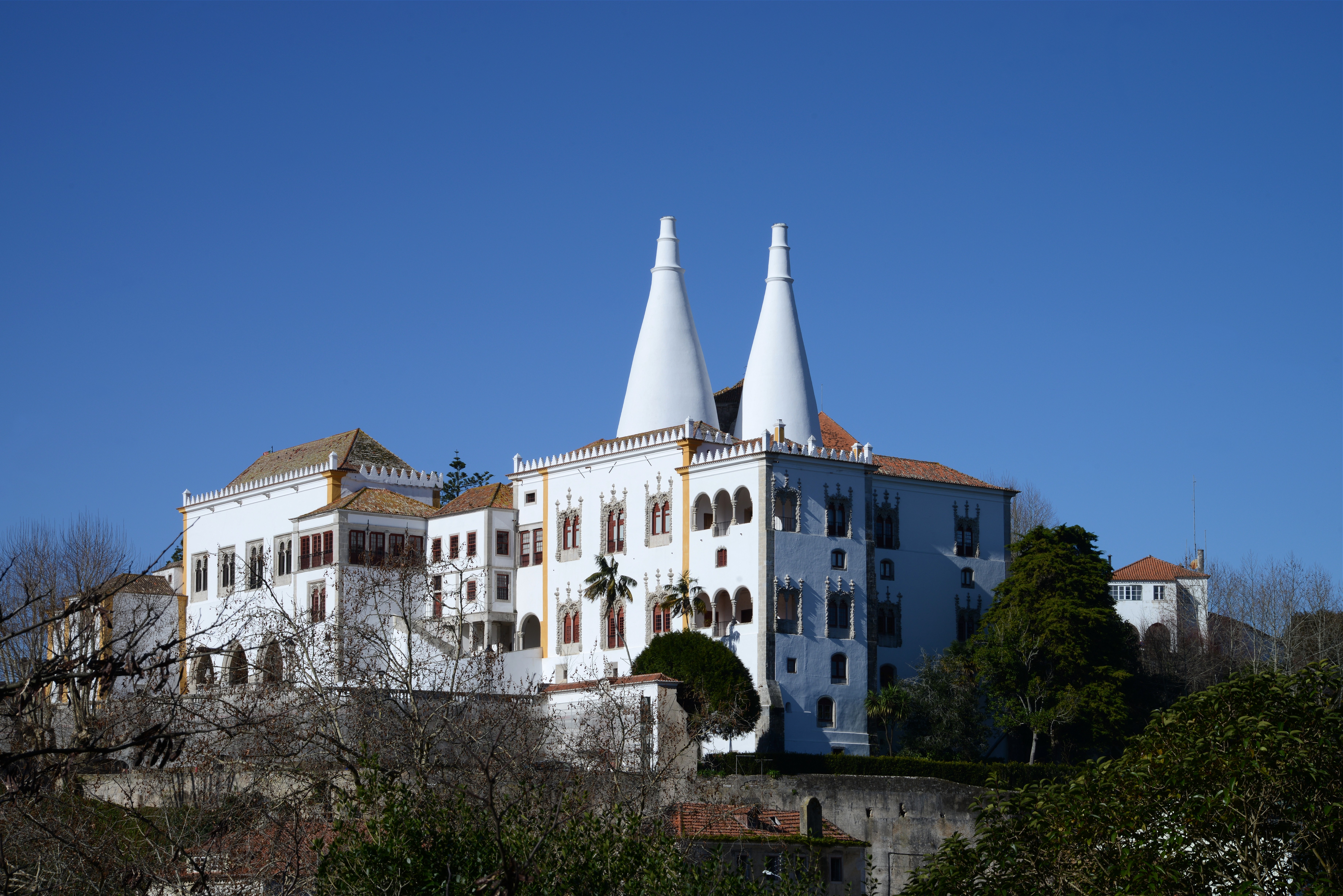 The National Palace of Sintra, Portugal, view from east.