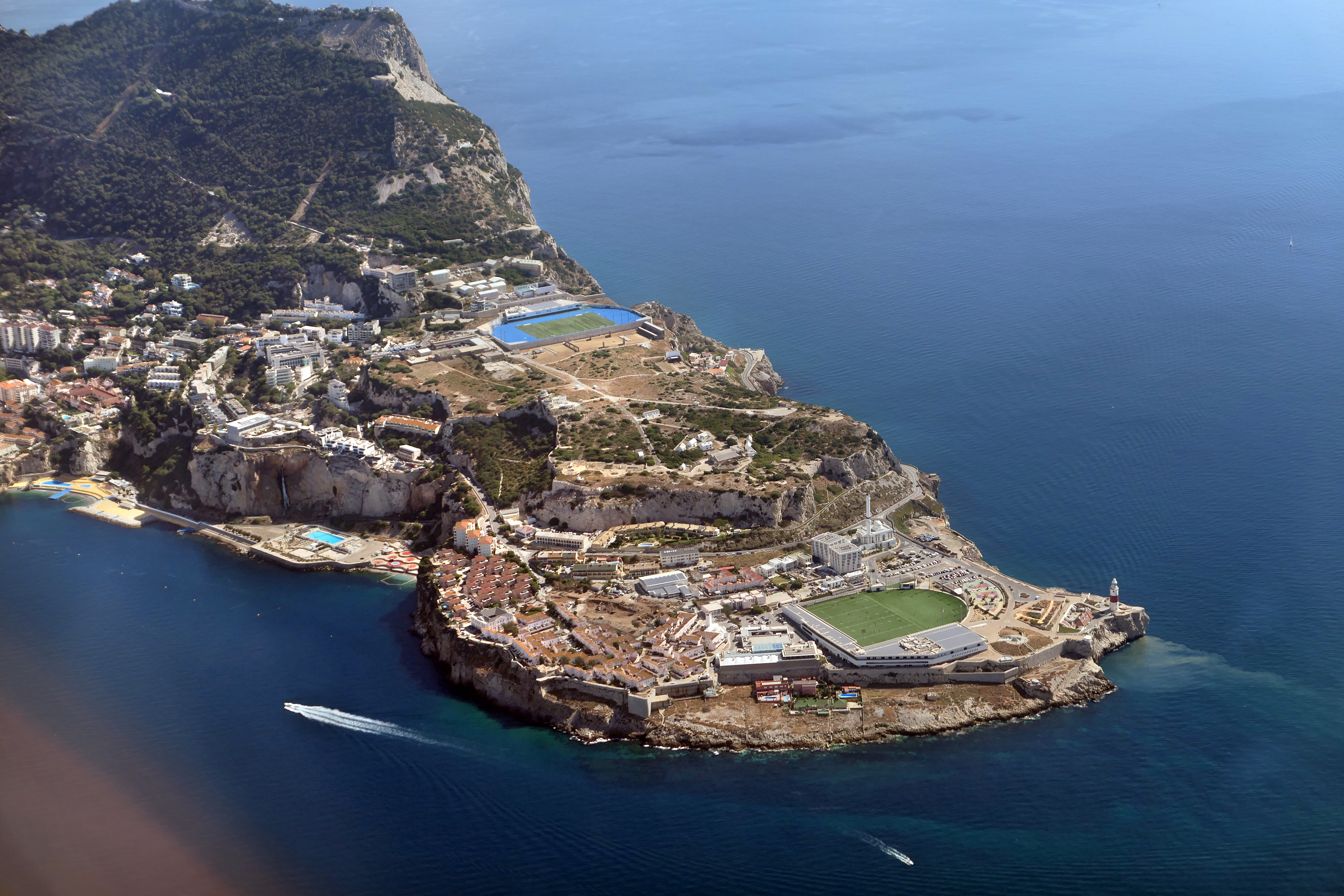 An aerial photo of Europa Point, the most southerly part of Gibraltar.