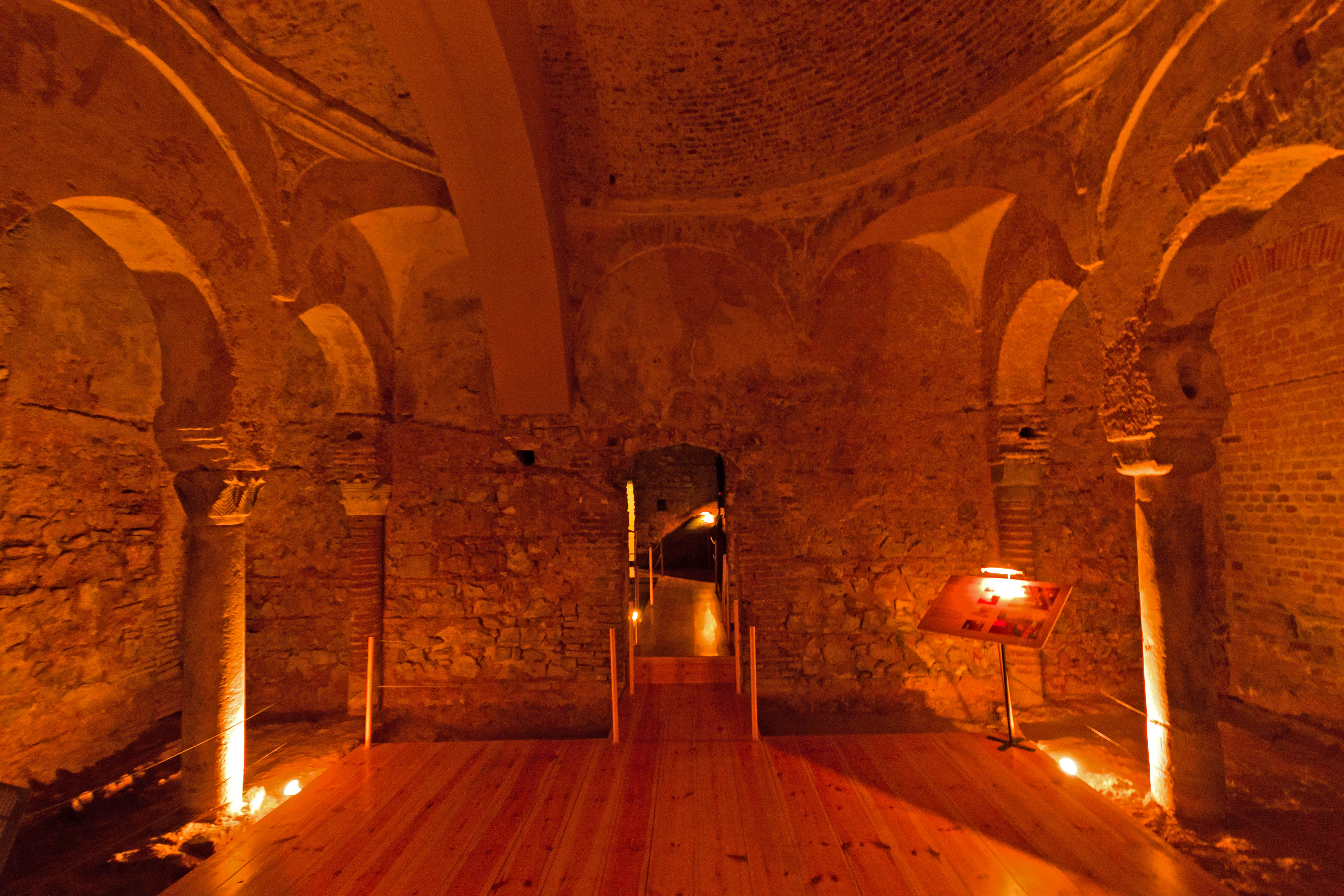 Central room of the 14th century Moorish Baths at the Gibraltar Museum
