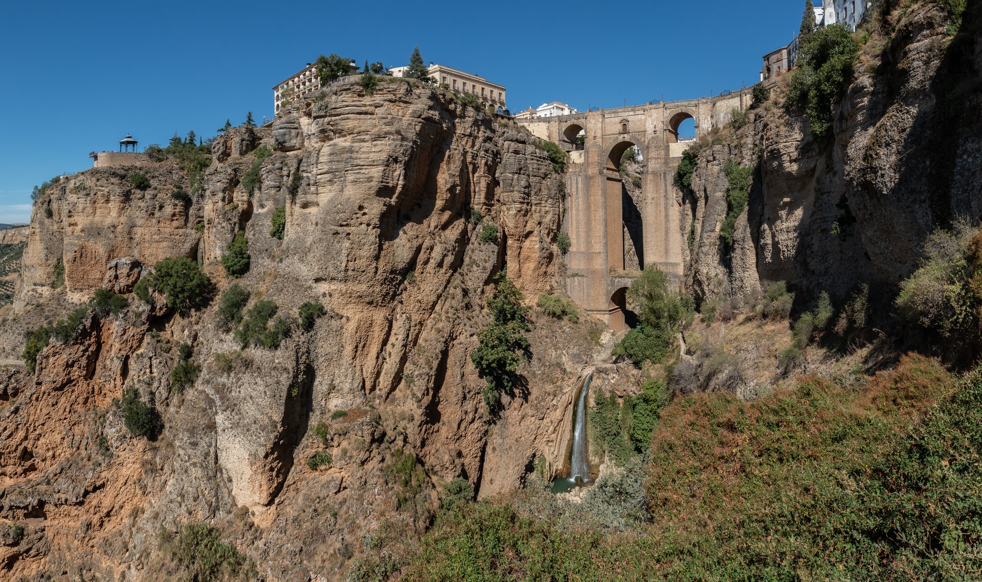 Panorama of Ronda, Spain, the bridge Puente Nuevo de Ronda in the center.