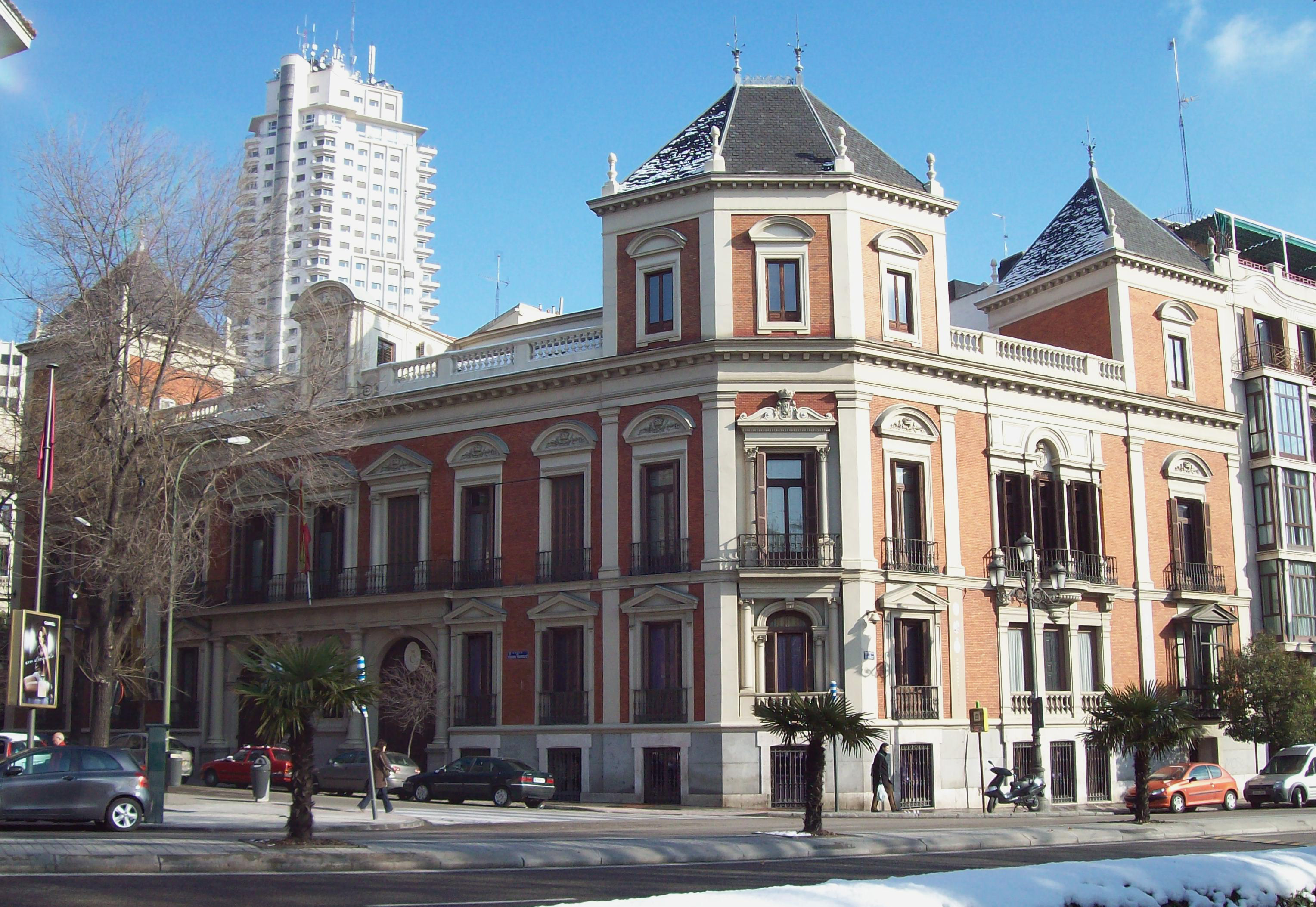 Façade of Cerralbo Museum, at 17 Calle de Ventura Rodríguez (street) in Madrid (Spain). Building was designed by architect Alejandro Sureda and built between 1883 and 1893 as a mansion for Enrique de Aguilera y Gamboa (1845–1922), 17th Marquis of Cerralbo. It was inaugurated as a museum in 1944, and declared an Artistic Historical Monument in 1962.