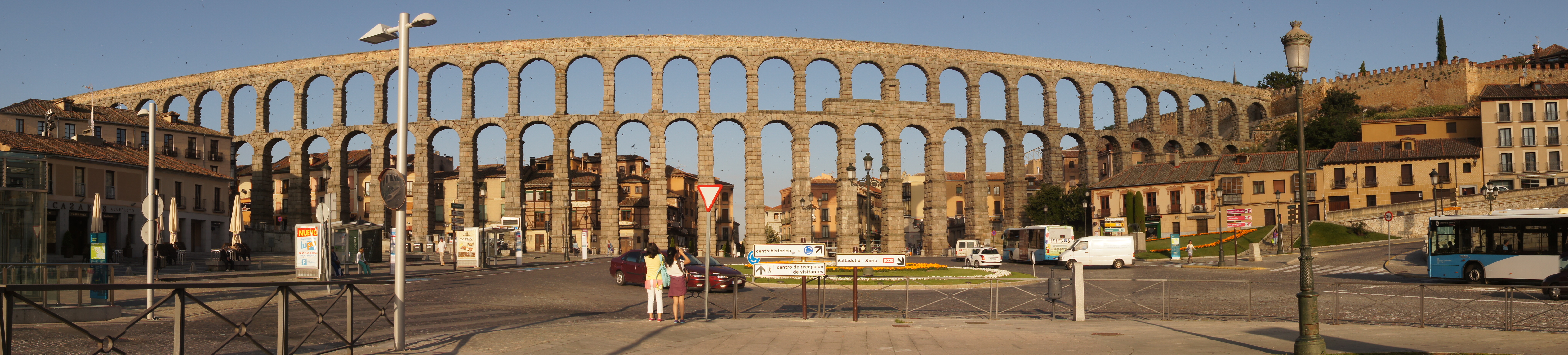 Panorama view of Aqueduct of Segovia in 2014