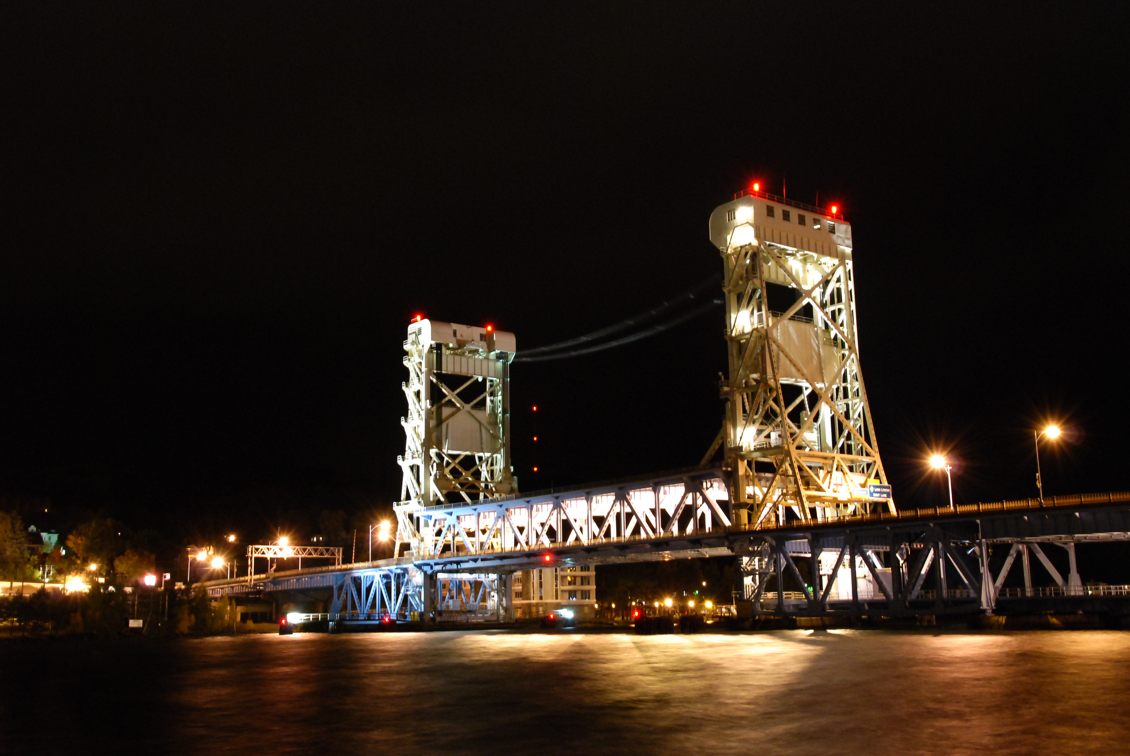 Portage Lake Lift Bridge that connects the cities of Hancock and Houghton, Michigan, United States.
