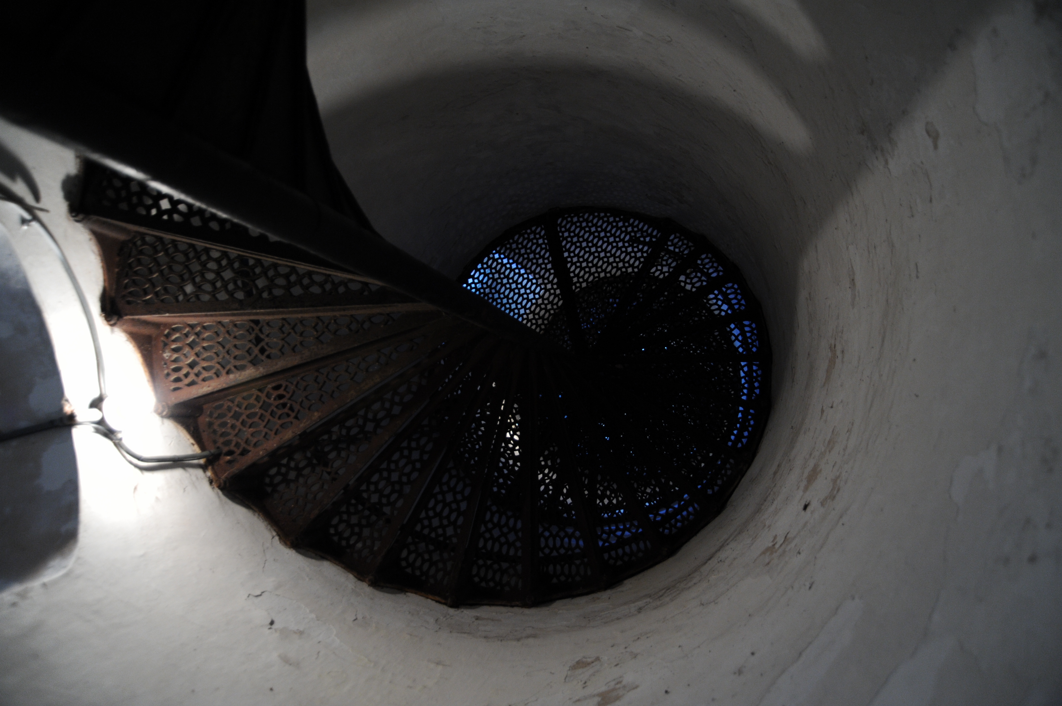 View up the stairs in Cana Island Light, Door County, Wisconsin, USA.