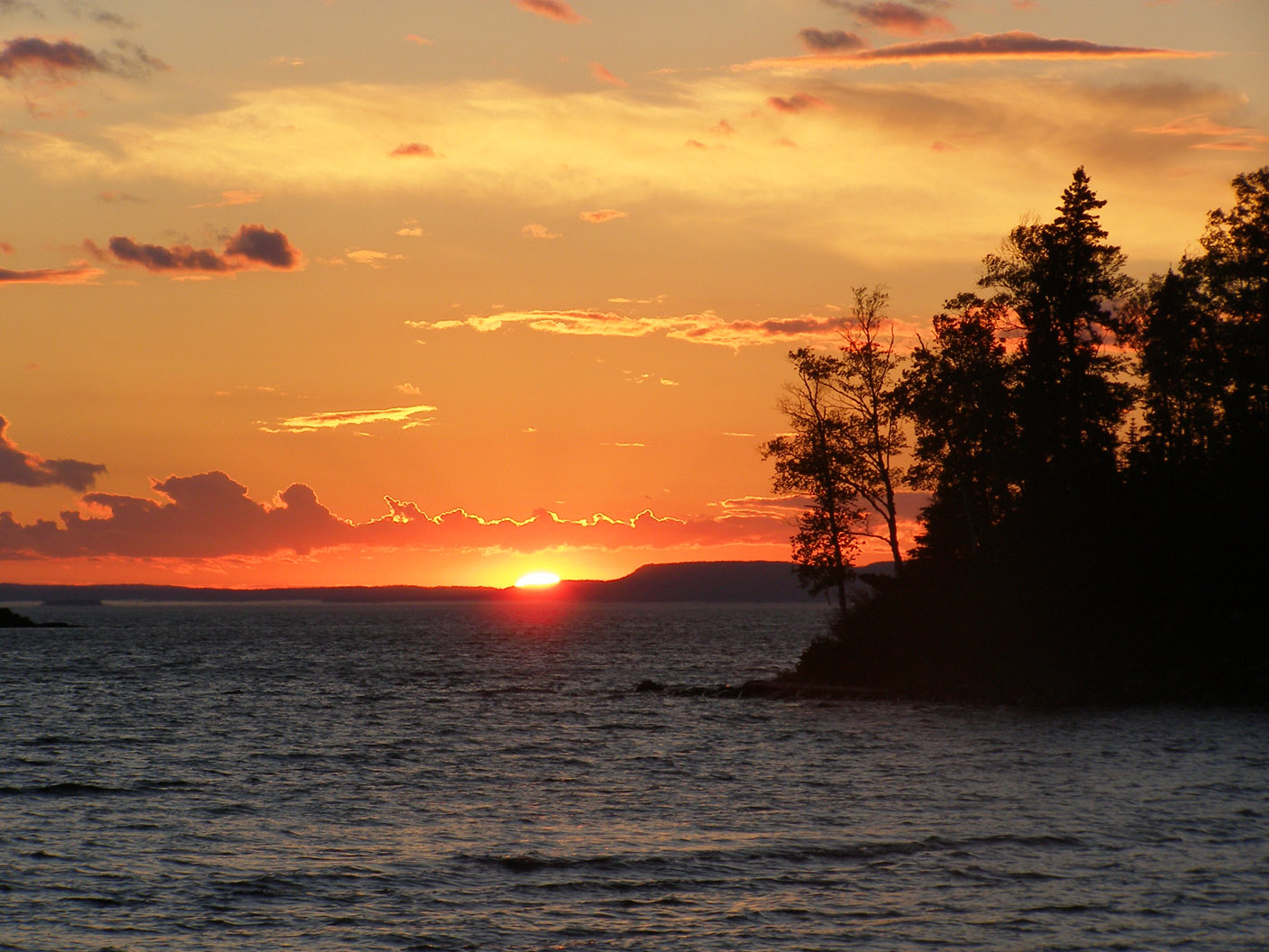 A sunset at Todd Harbor, Isle Royale.