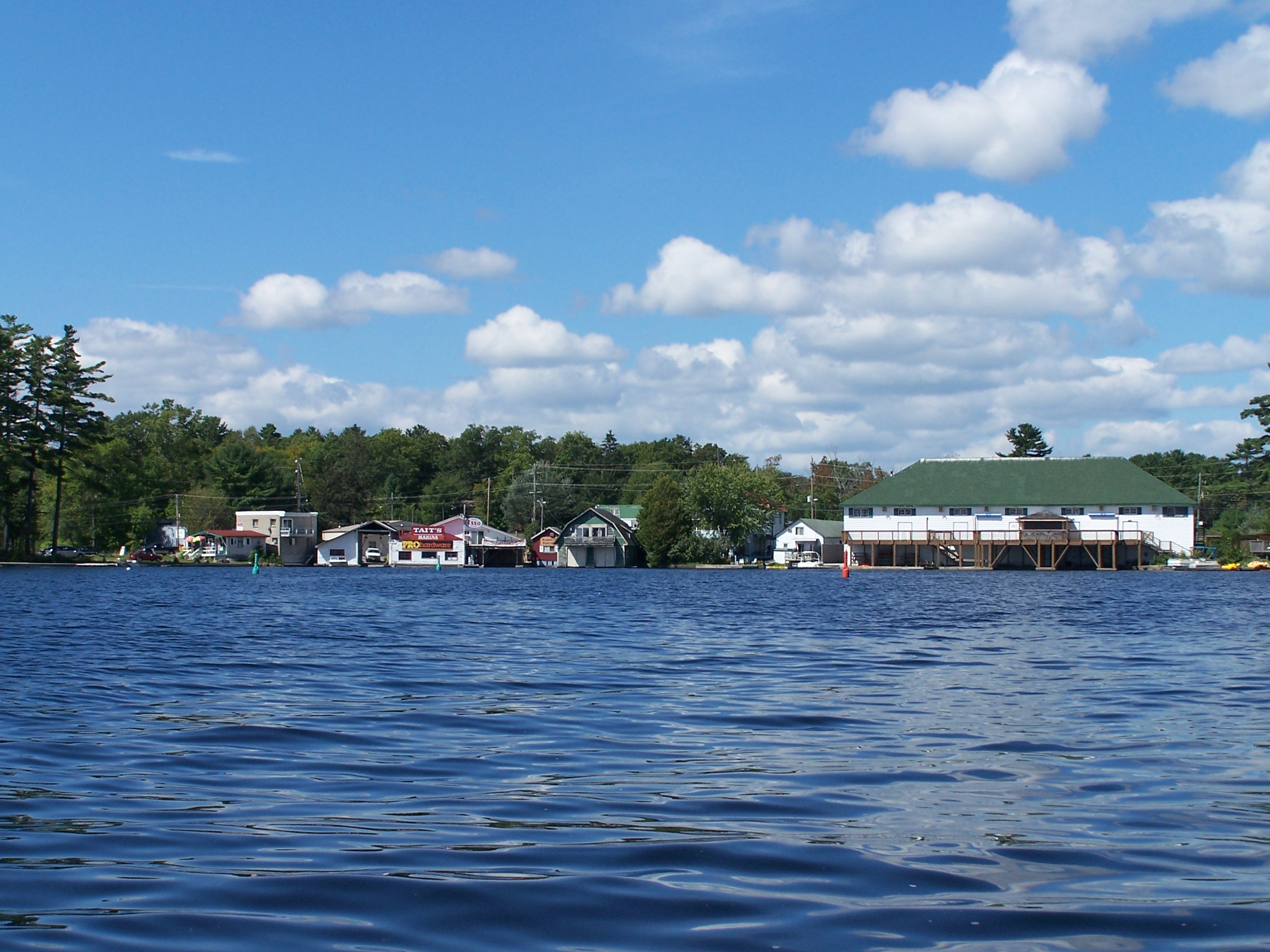 The souther portion of the town of Bala, Ontario as viewed from Bala Bay