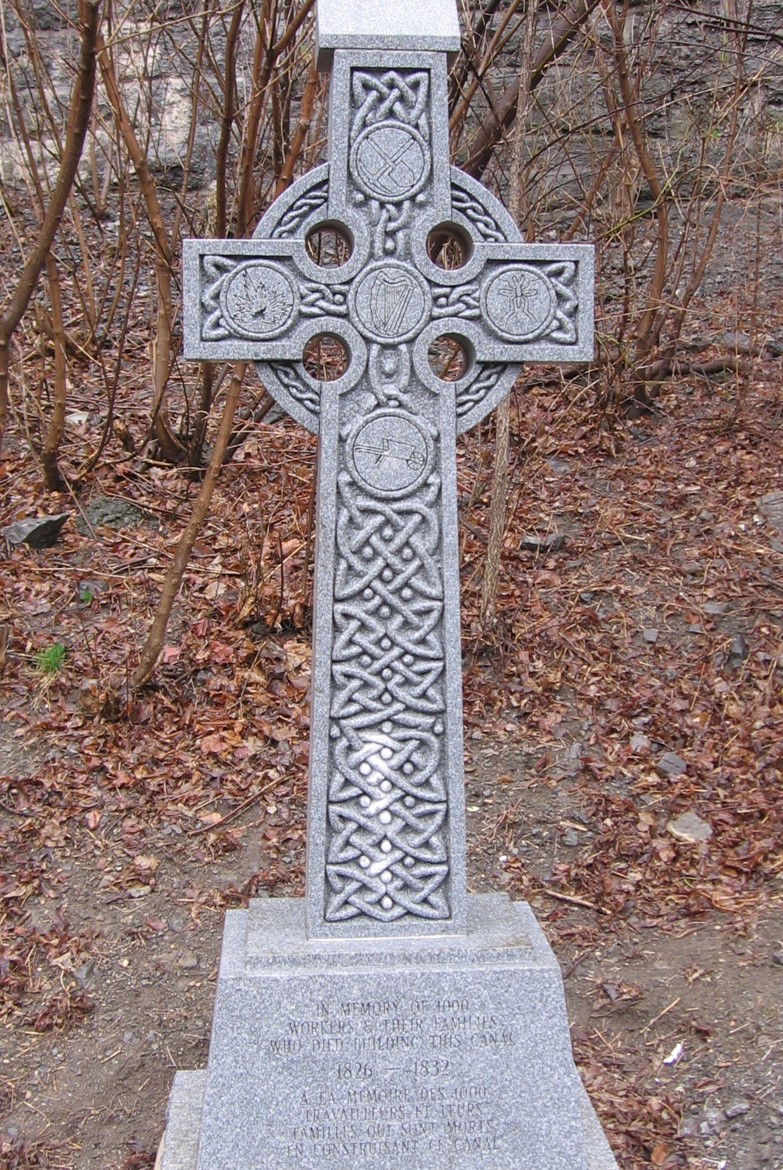 Celtic cross memorial to fallen Rideau Canal workers in Lowertown, Ottawa.