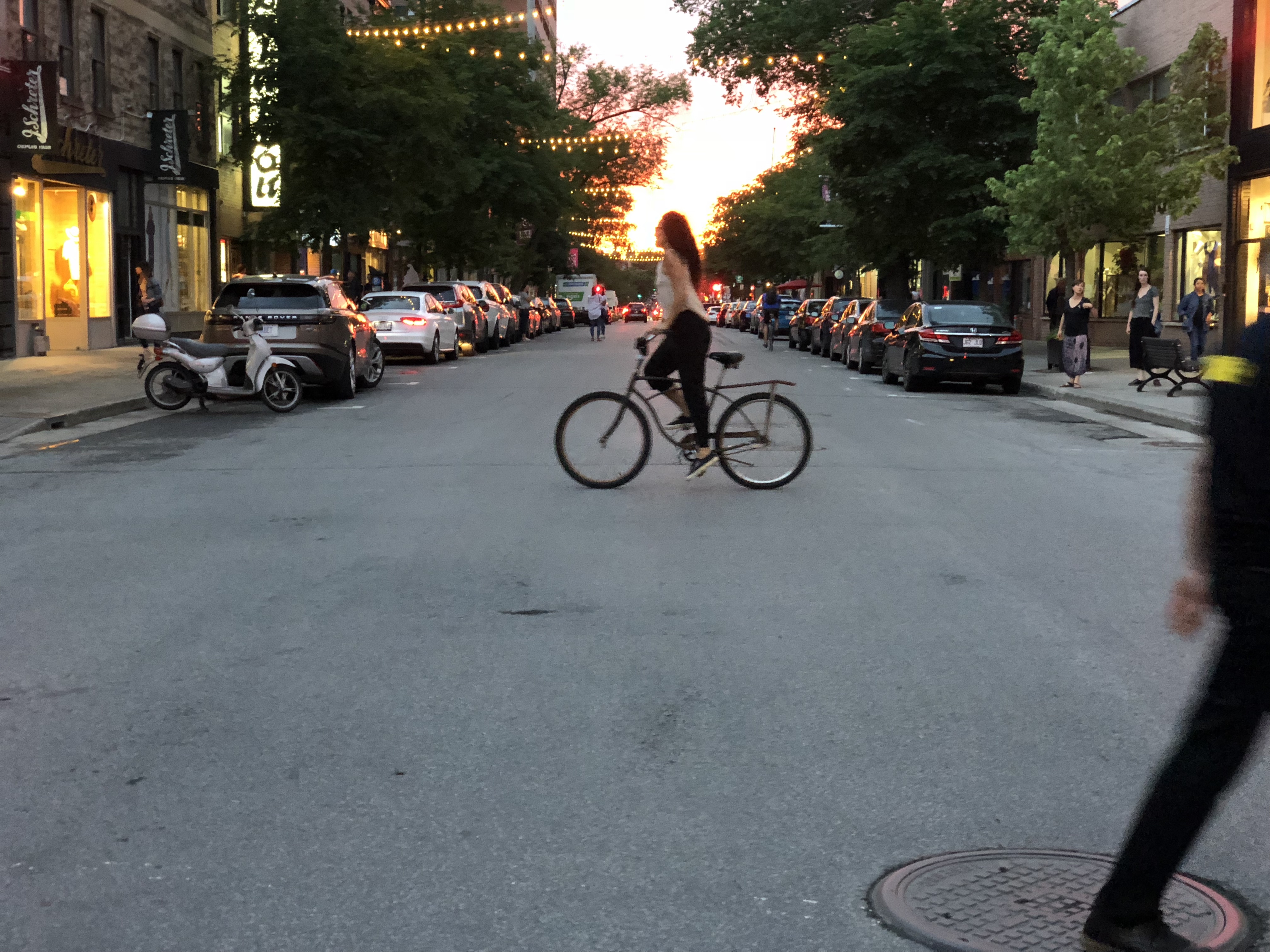 Montreal's Boulevard Saint-Laurent at sunset on summer solstice 20180620EST2048