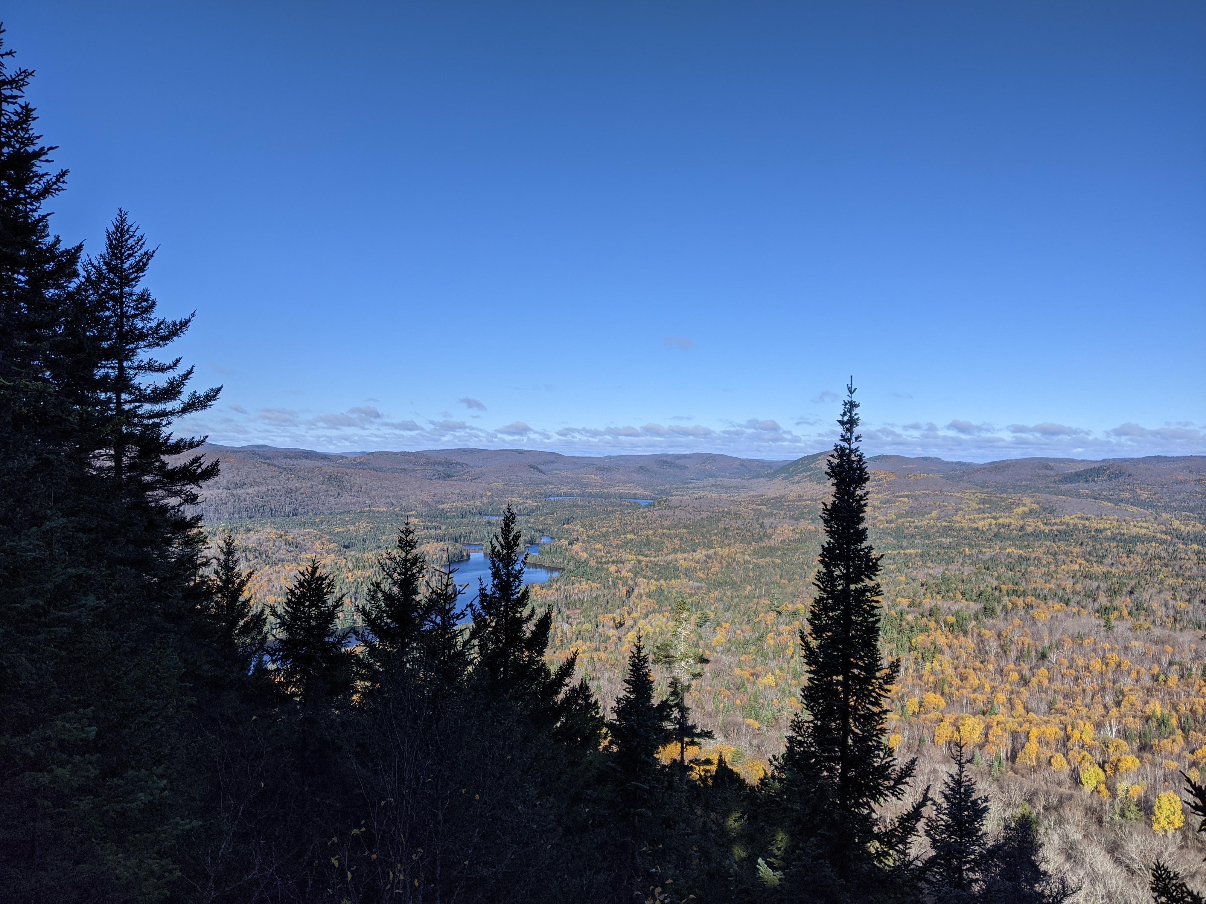 view from 200 metres above the l'Assomption valley in Mont Tremblant National Park in October
