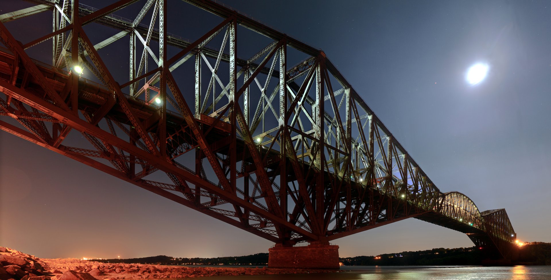 Quebec Bridge seen from North shore of the Saint Lawrence River