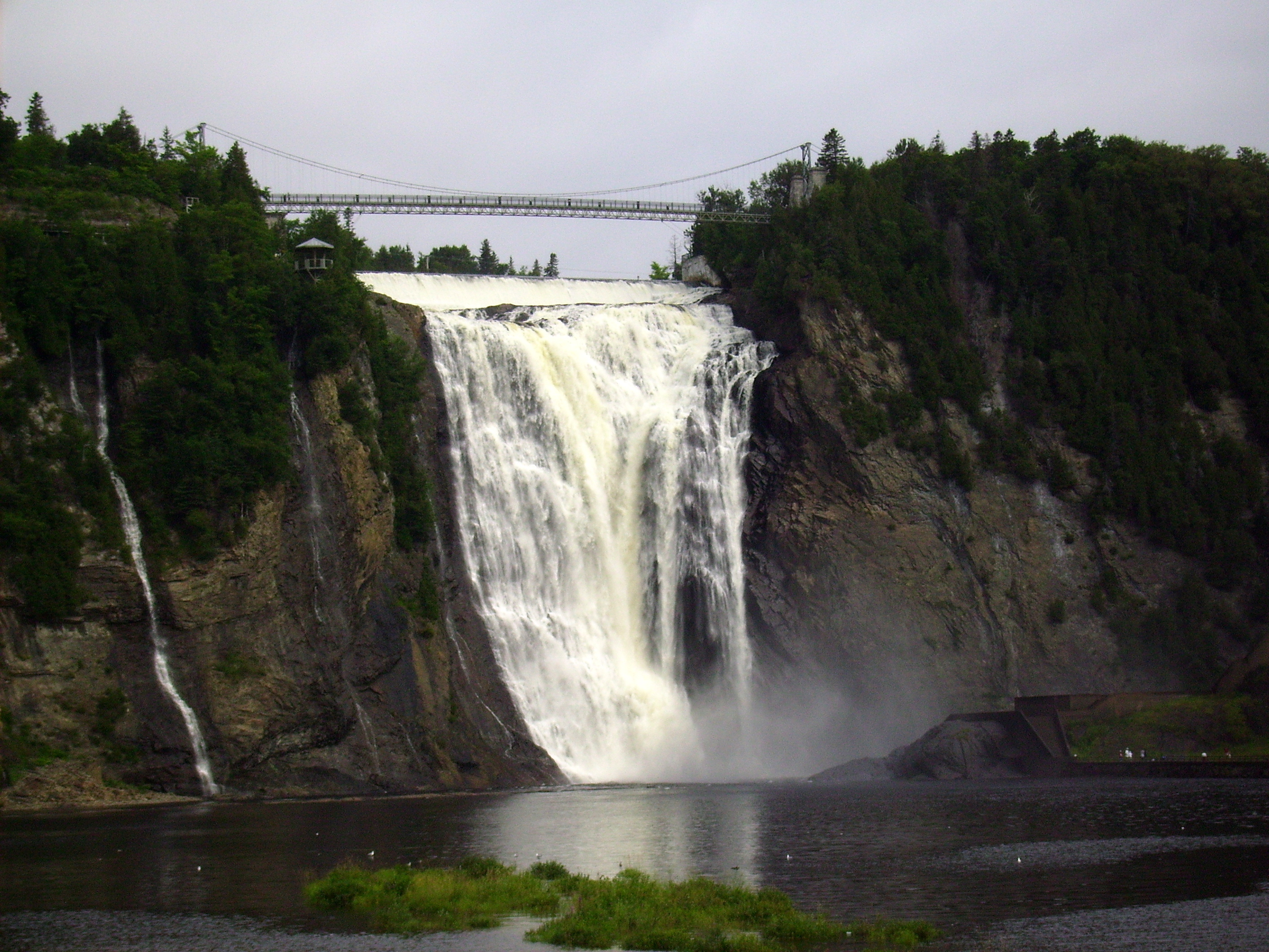 Montmorency Falls , at total height of 84 meters (276 ft) are the highest in the province of Quebec, and 30 meters (98 ft) higher than  Niagara Falls.