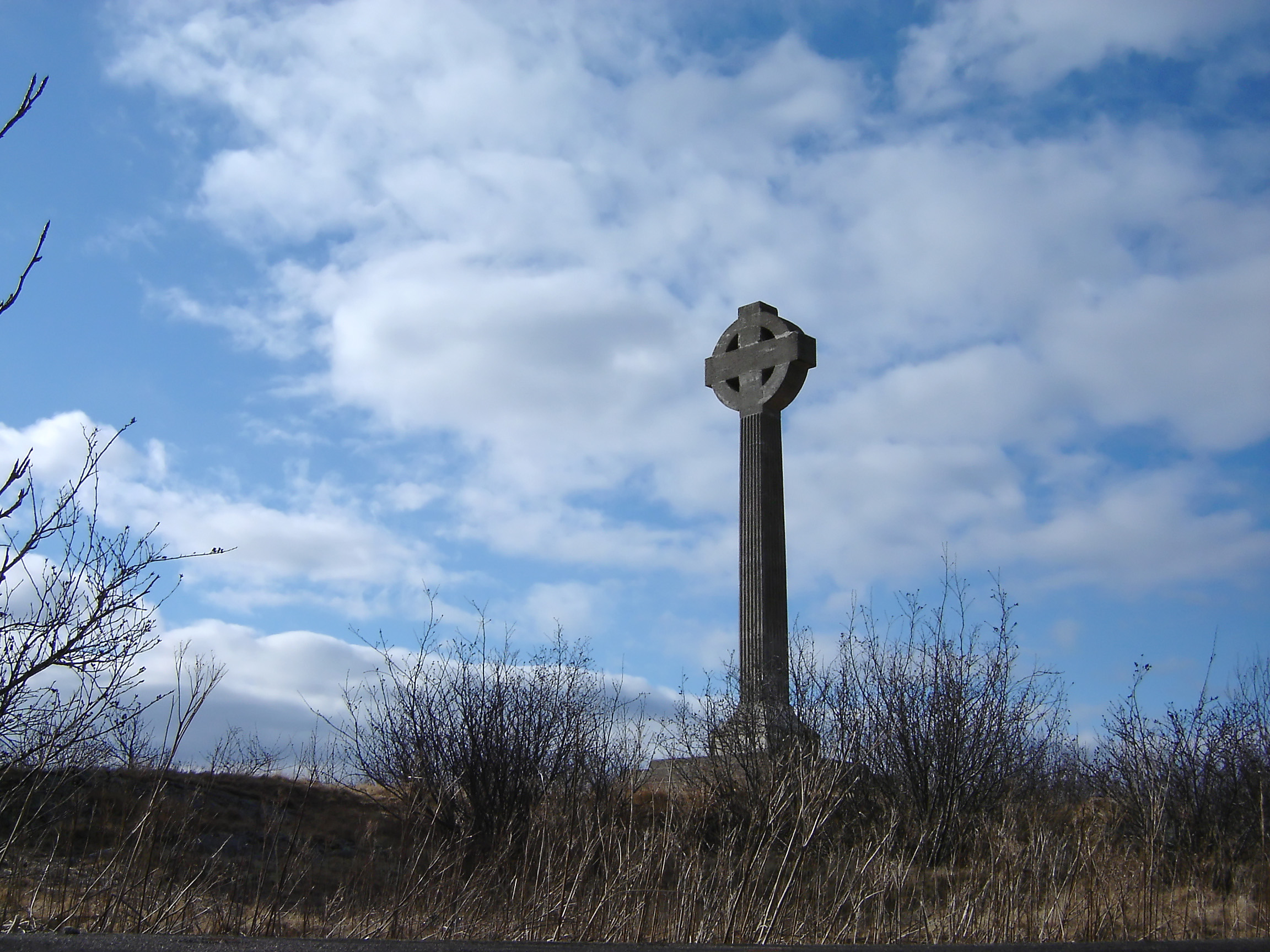 The Celtic memorial cross on Partridge Island, New Brunswick, Canada.  The cross was erected in 1927 to commemorate the thousands of Irish immigrants who were quarantined on Partridge Island during the 1840s as a result of a Typhus epidemic.