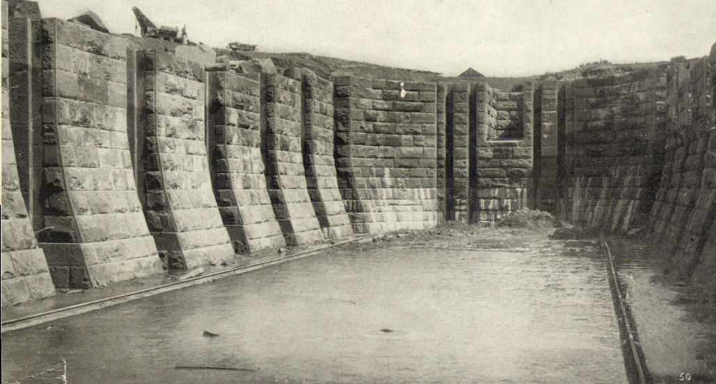 The southern dock of the Chignecto Ship Railway.  Fort Lawrence, on the Fundy Bay, near Amherst, Nova Scotia, Canada.