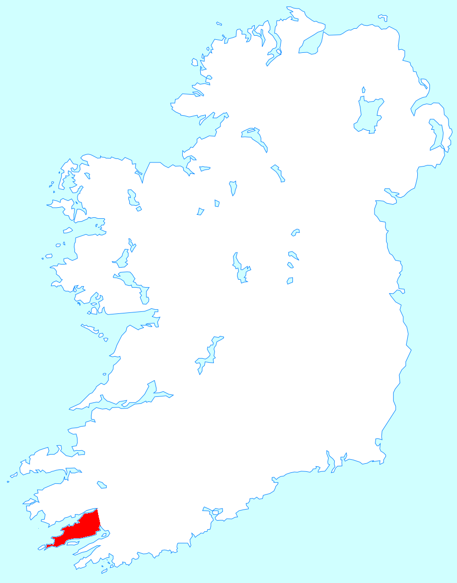 Location map of the Beara Peninsula in Ireland