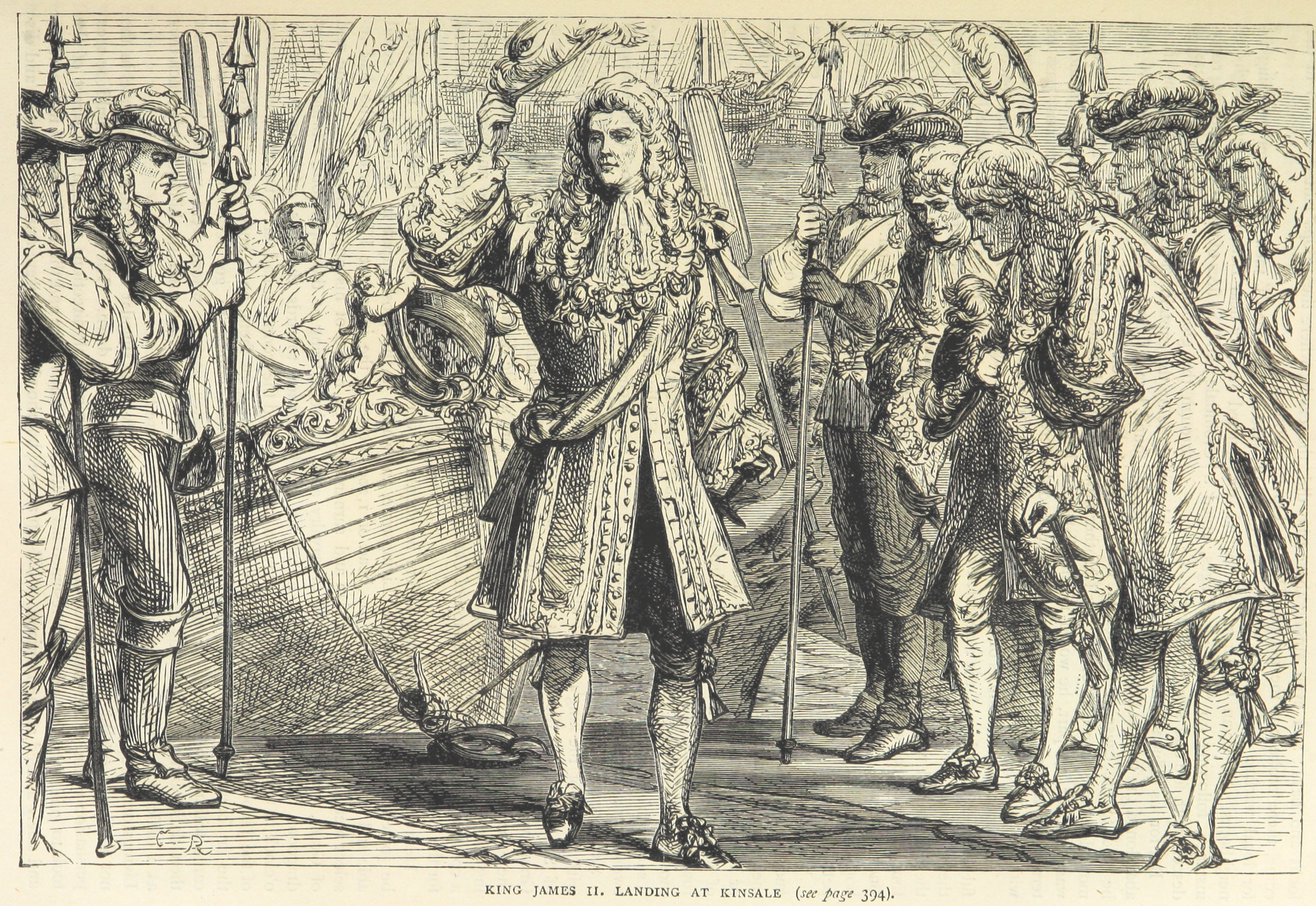 James II of England lands at Kinsale with an army to attempt to regain power in Ireland, Scotland, and England.