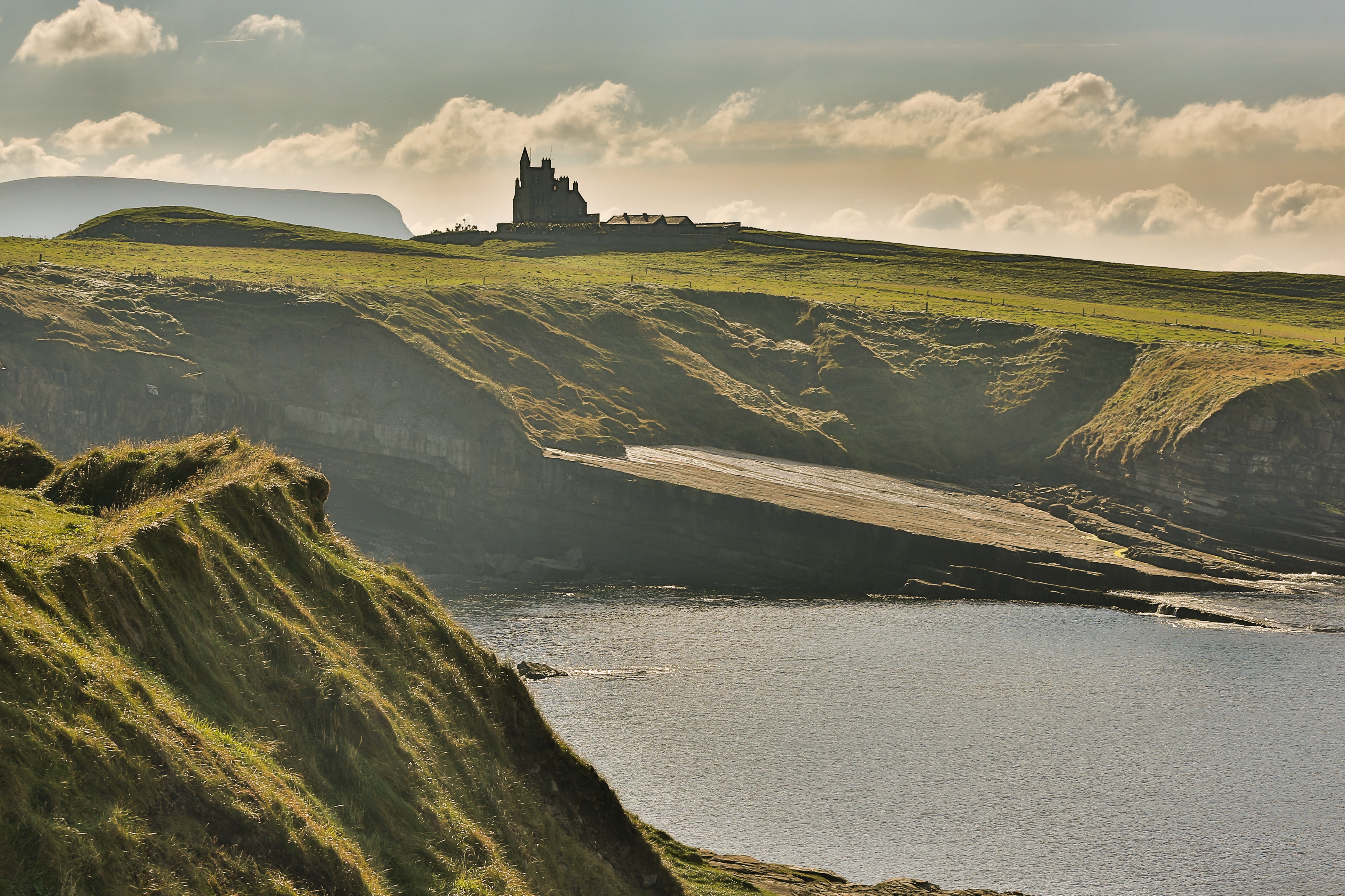 Classiebawn Castle and Benbulben Mountain, Mullaghmore, County Sligo, Republic of Ireland