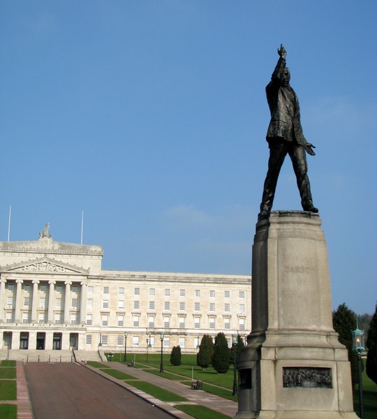 Carson statue, Parliament Buildings [2] Another view of the statue seen in 693322, showing Parliament buildings in the background.